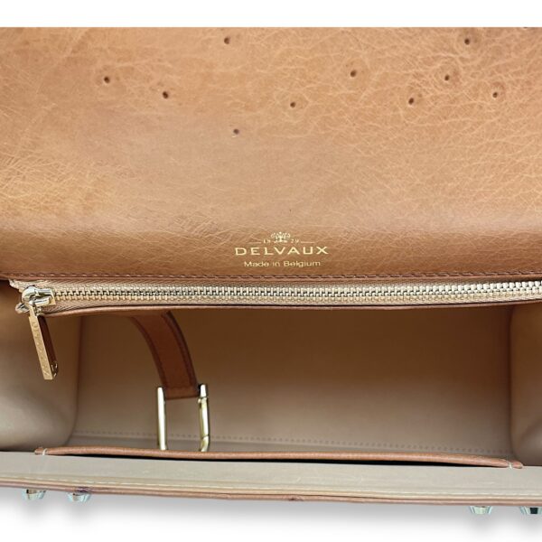 Tempete MM Brown Top Handle Bag in Ostrich, Gold hardware - Image 7