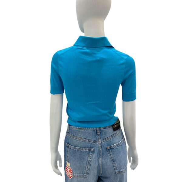 Collar Top Small Blue in Silk - Image 3