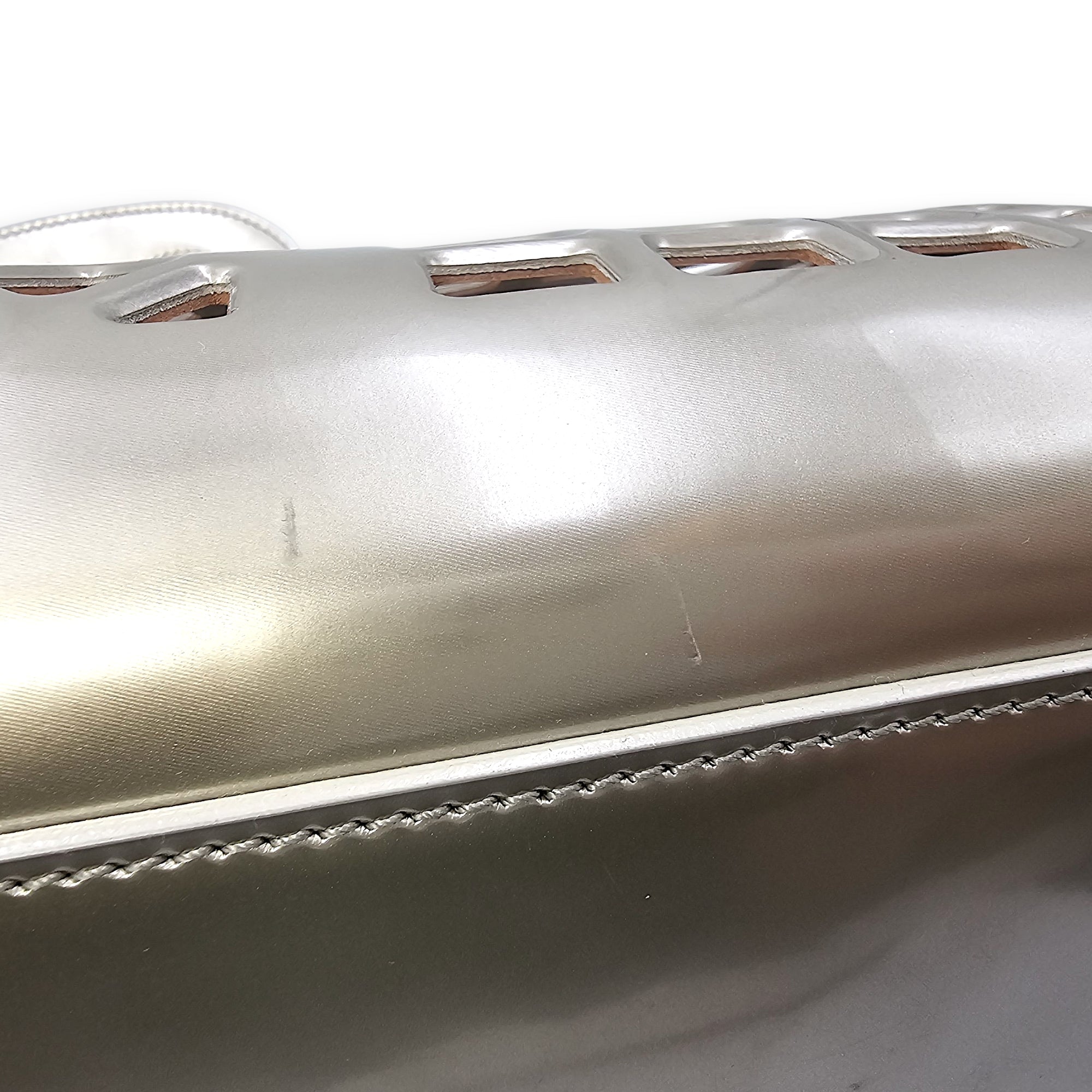 Jelly Shopping Bag MM Grey Top Handle Bag in Metallic Calf - Image 10