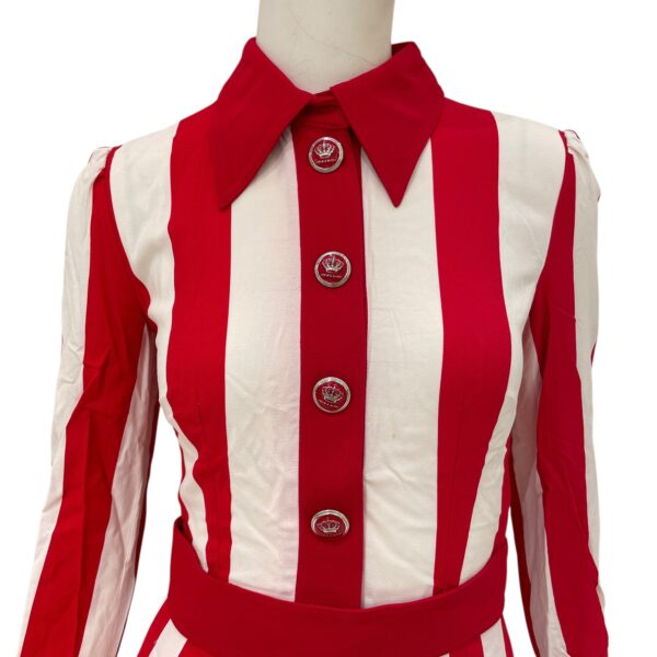 Red & White Stripes Long Dress 38 Red Ready-To-Wear in Viscose - Image 4