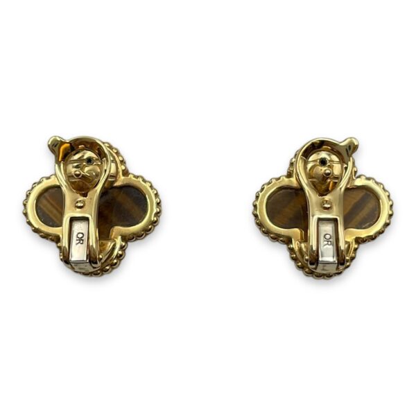 Vintage Alhambra Earrings in Tiger's Eye, Gold Hardware - Image 3