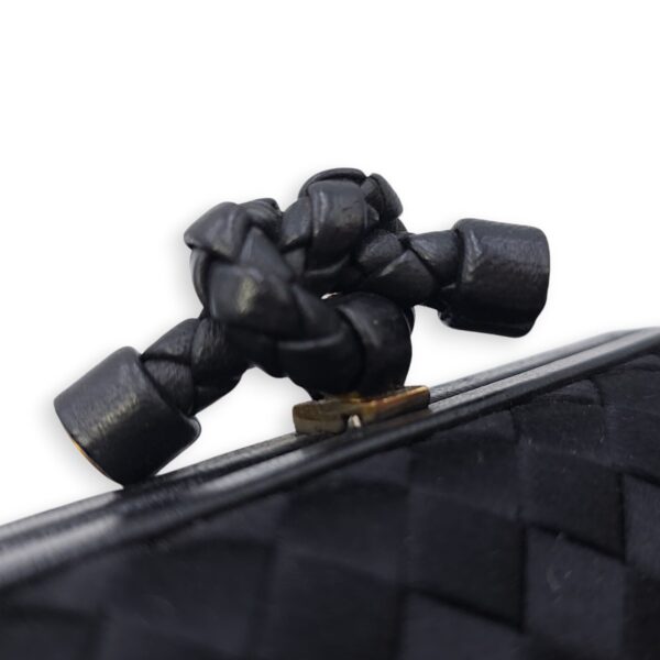 BV Pochette Knot Intrecciato Nappa Black Clutch in Silk, Silver hardware - Image 3