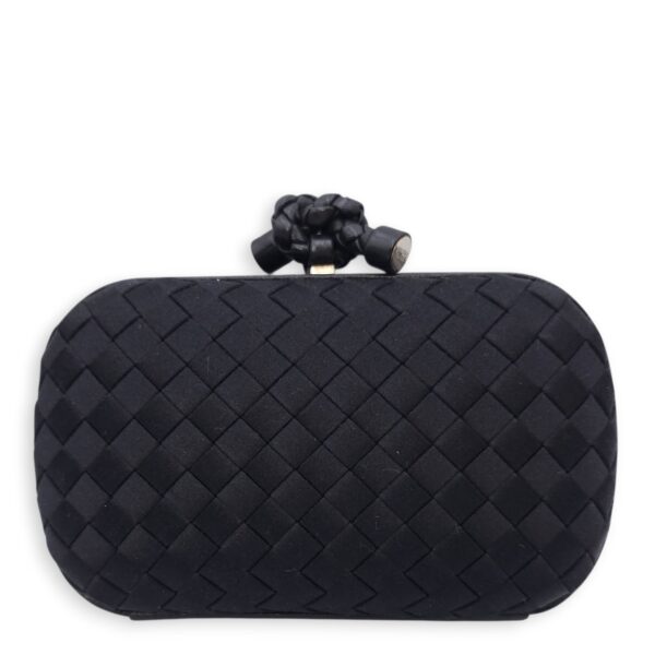 BV Pochette Knot Intrecciato Nappa Black Clutch in Silk, Silver hardware - Image 5