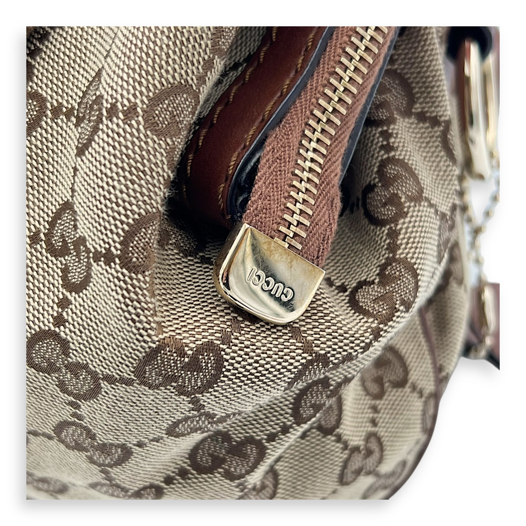 GG Top Handle Bag Brown in Jacquard, Gold hardware - Image 10