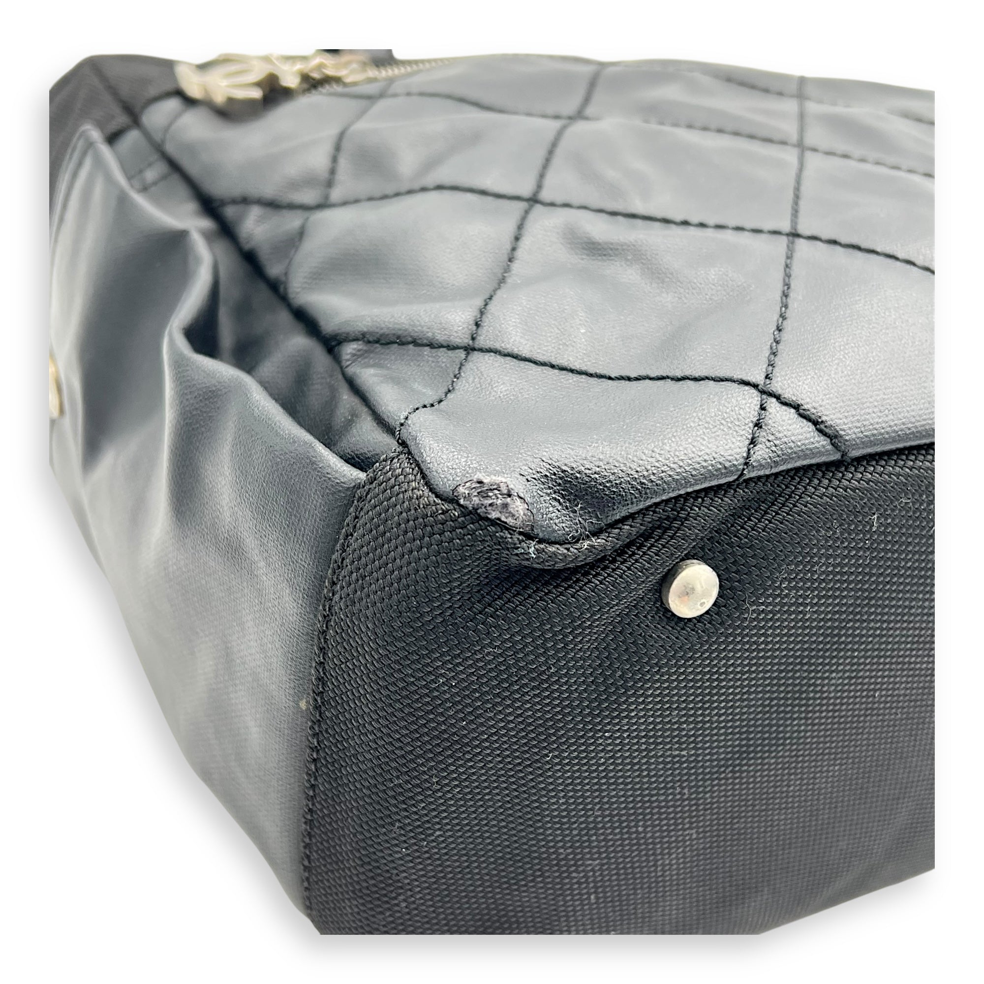 Biarritz Tote Bag Black in Coated Canvas, Silver hardware - Image 6