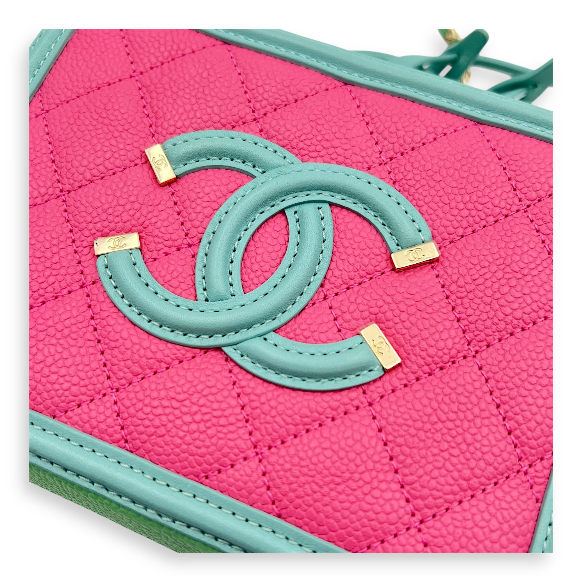 Filigree Small Multi-colour Vanity Bag in Caviar Leather, Gold hardware - Image 12