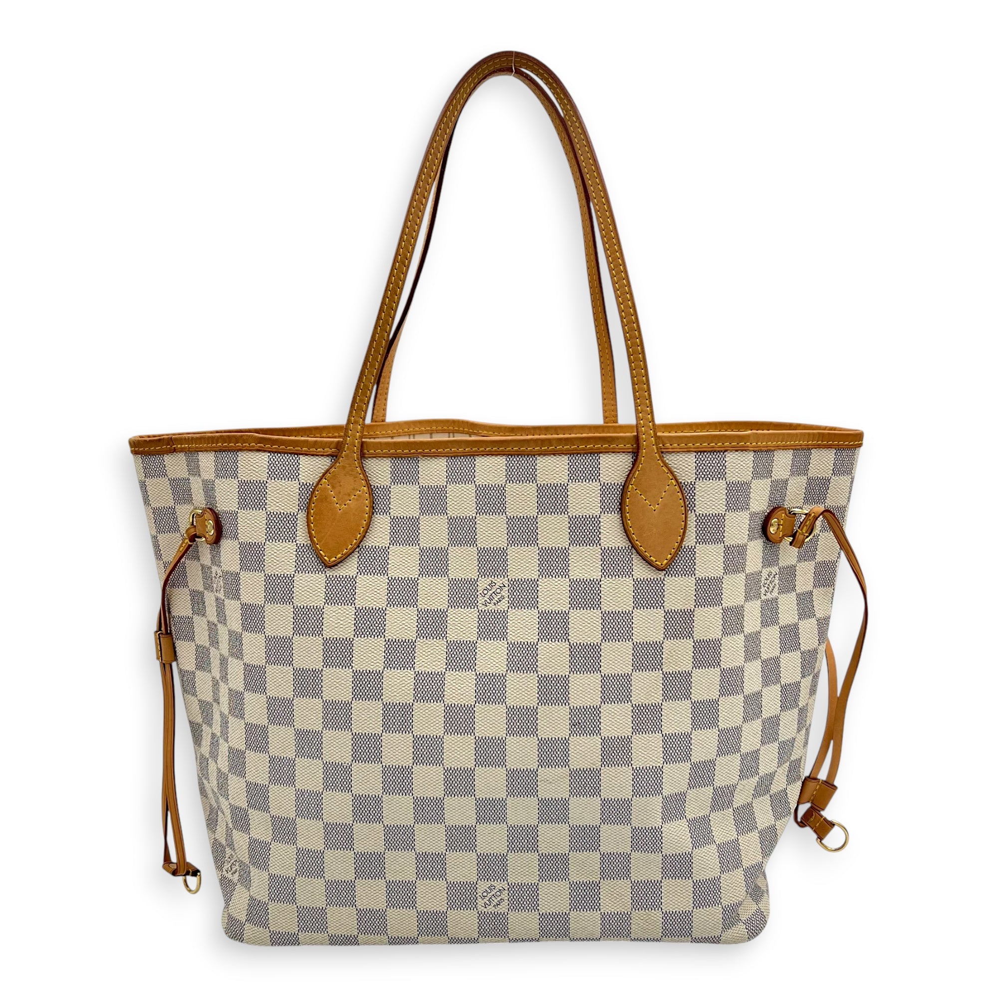 Neverfull Tote Bag MM Azur in Coated Canvas, Gold hardware - Image 3