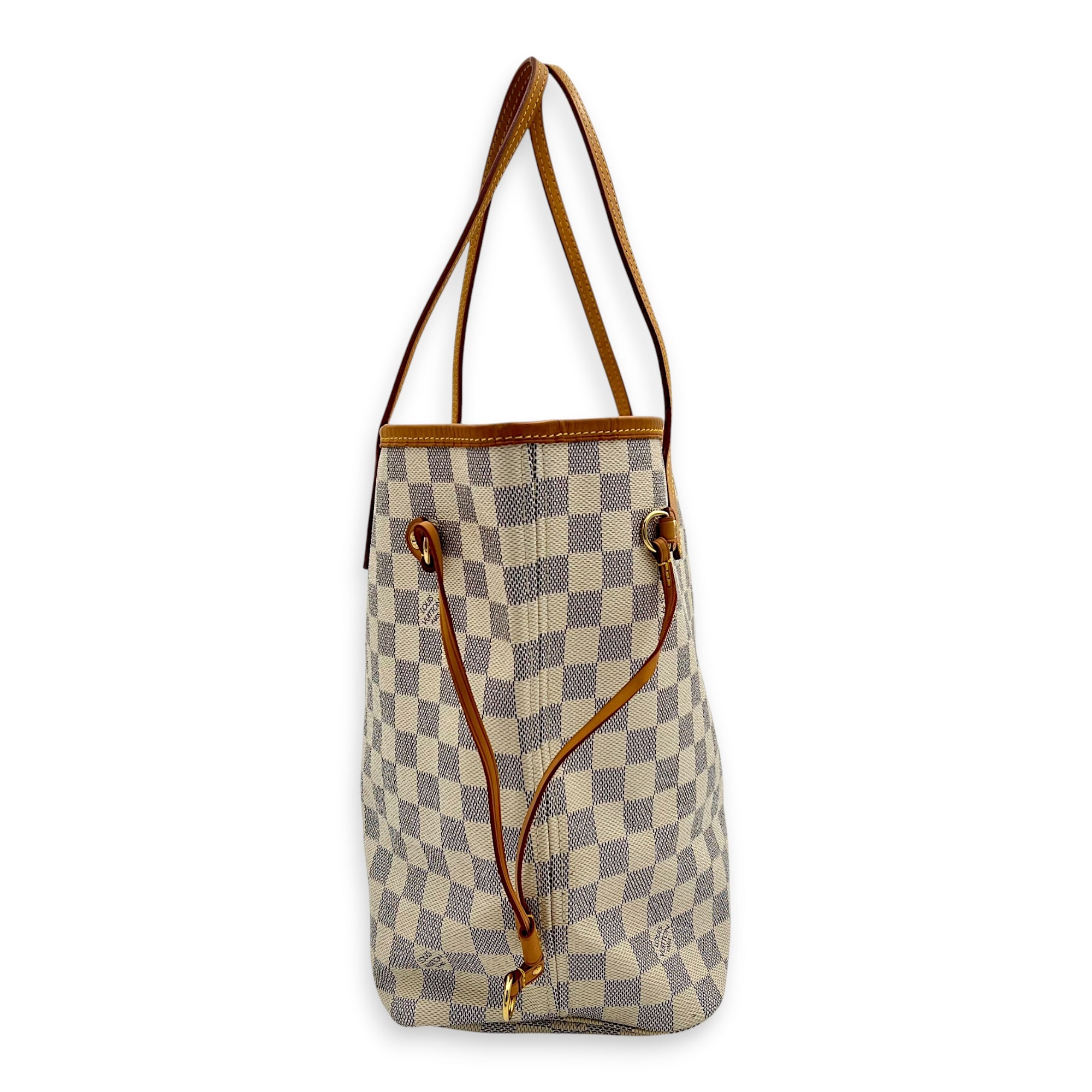 Neverfull Tote Bag MM Azur in Coated Canvas, Gold hardware - Image 5