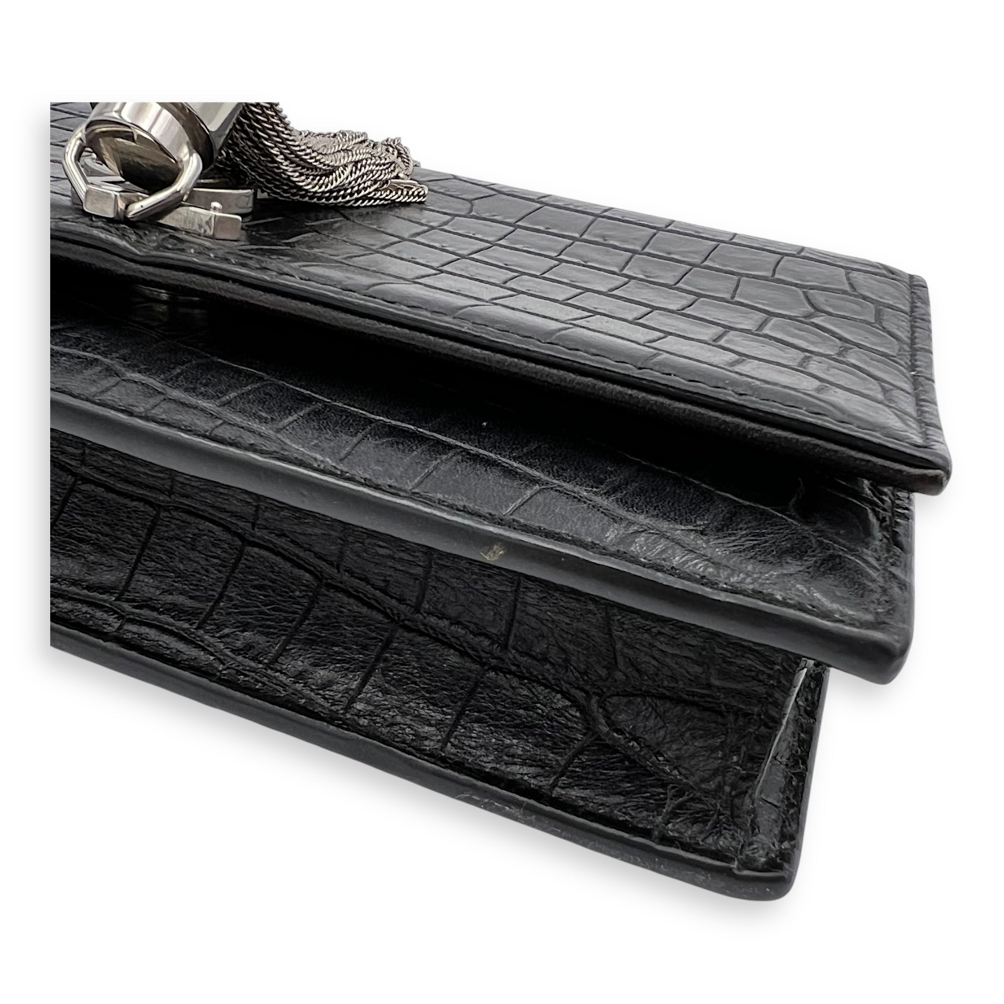 Kate Tassel Black Crossbody Bag in Calfskin, Silver hardware - Image 7