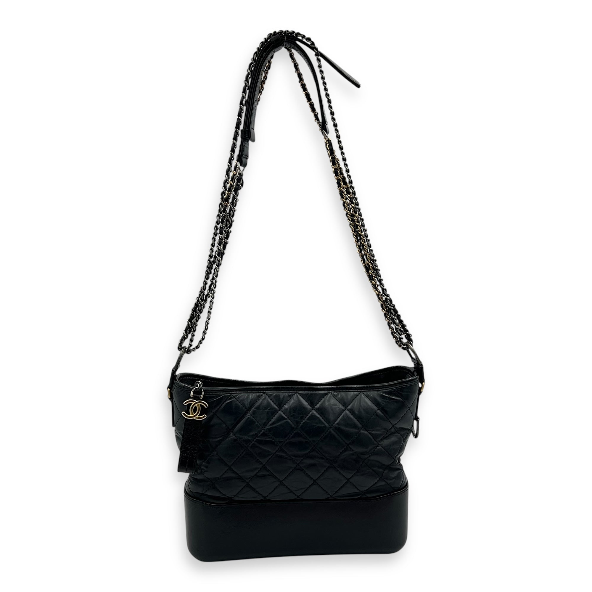 Gabrielle Medium Black Crossbody Bag in Calfskin, Mixed hardware - Image 16