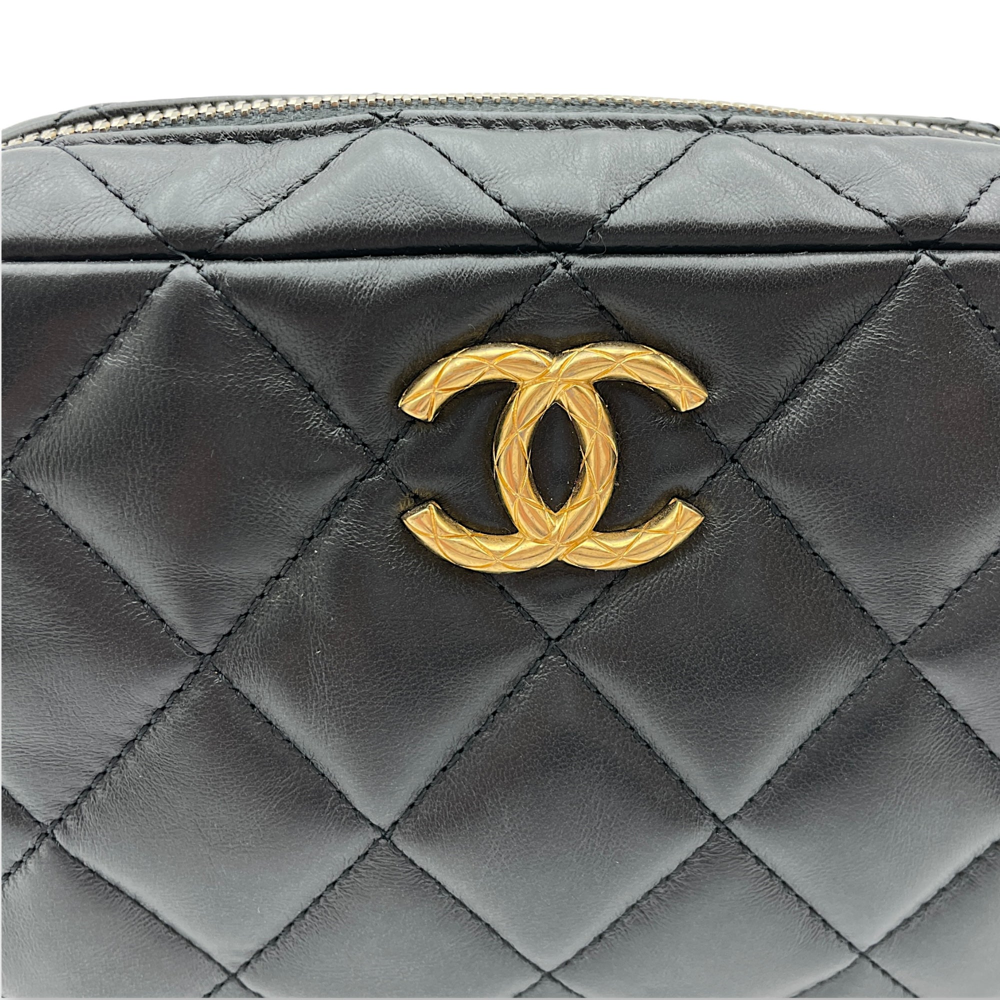 All Slide Camera Black Crossbody Bag in Lambskin, Gold hardware - Image 10