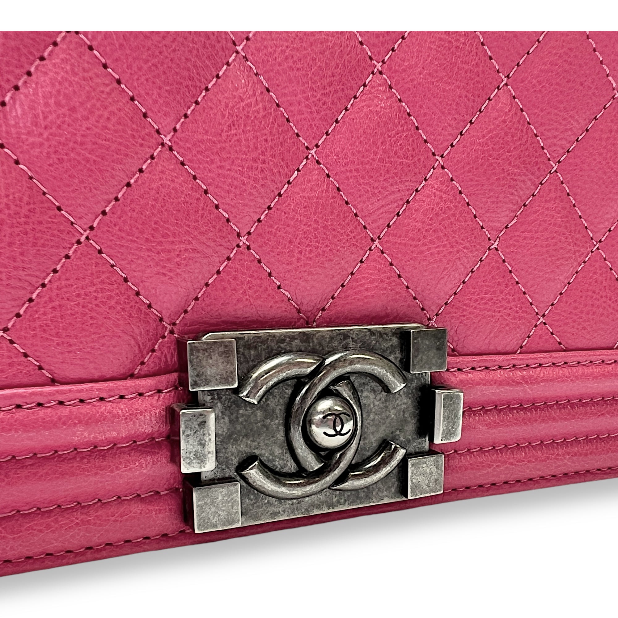 Boy Medium Pink Shoulder Bag in Calfskin, hardware - Image 7