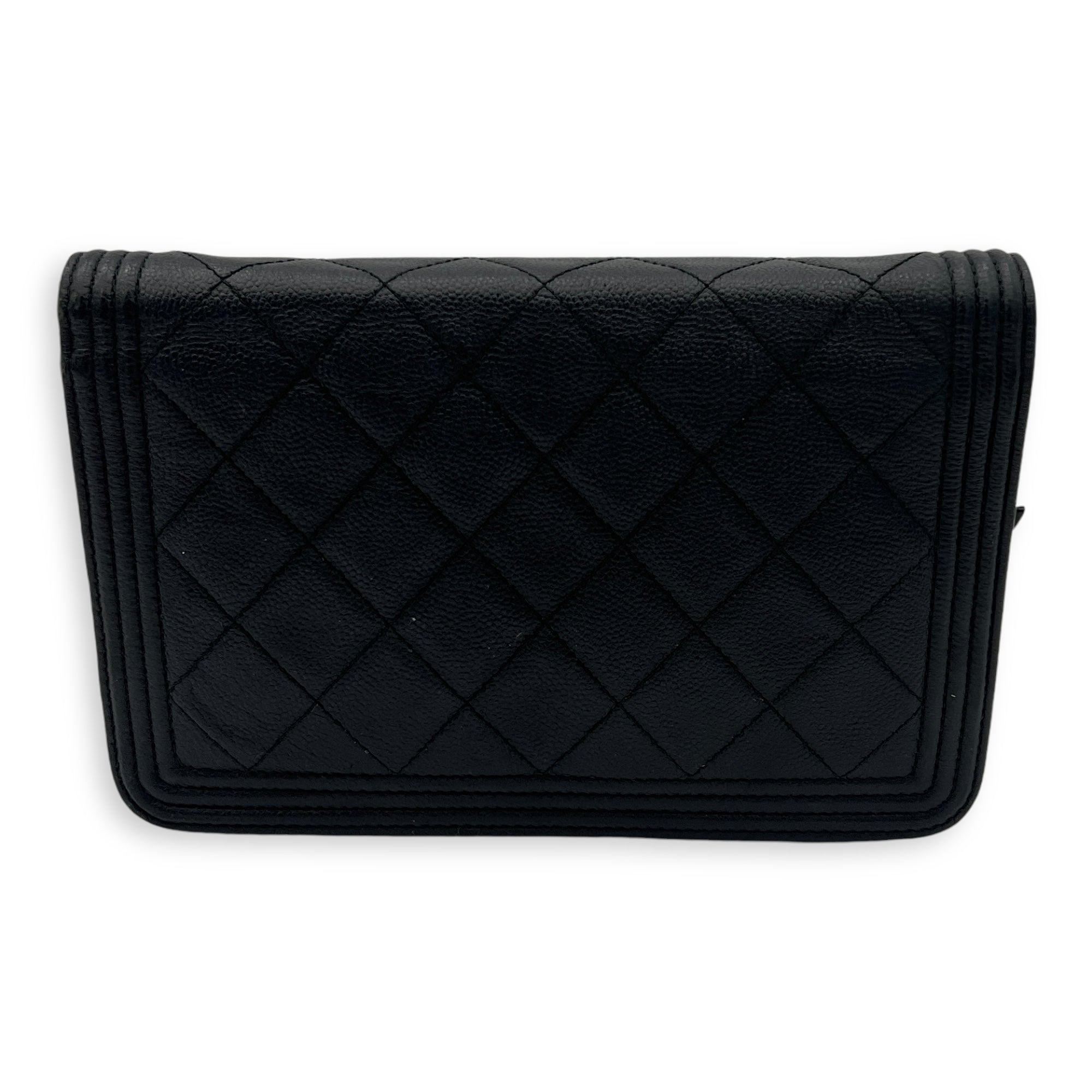 Boy Wallet On Chain Black in Caviar Leather, Gold hardware - Image 3