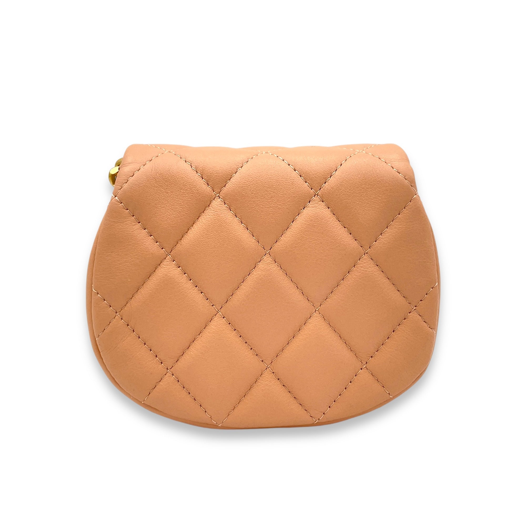 Chain Clutch Mini Beige Crossbody Bag in Lambskin, Gold hardware - Image 3