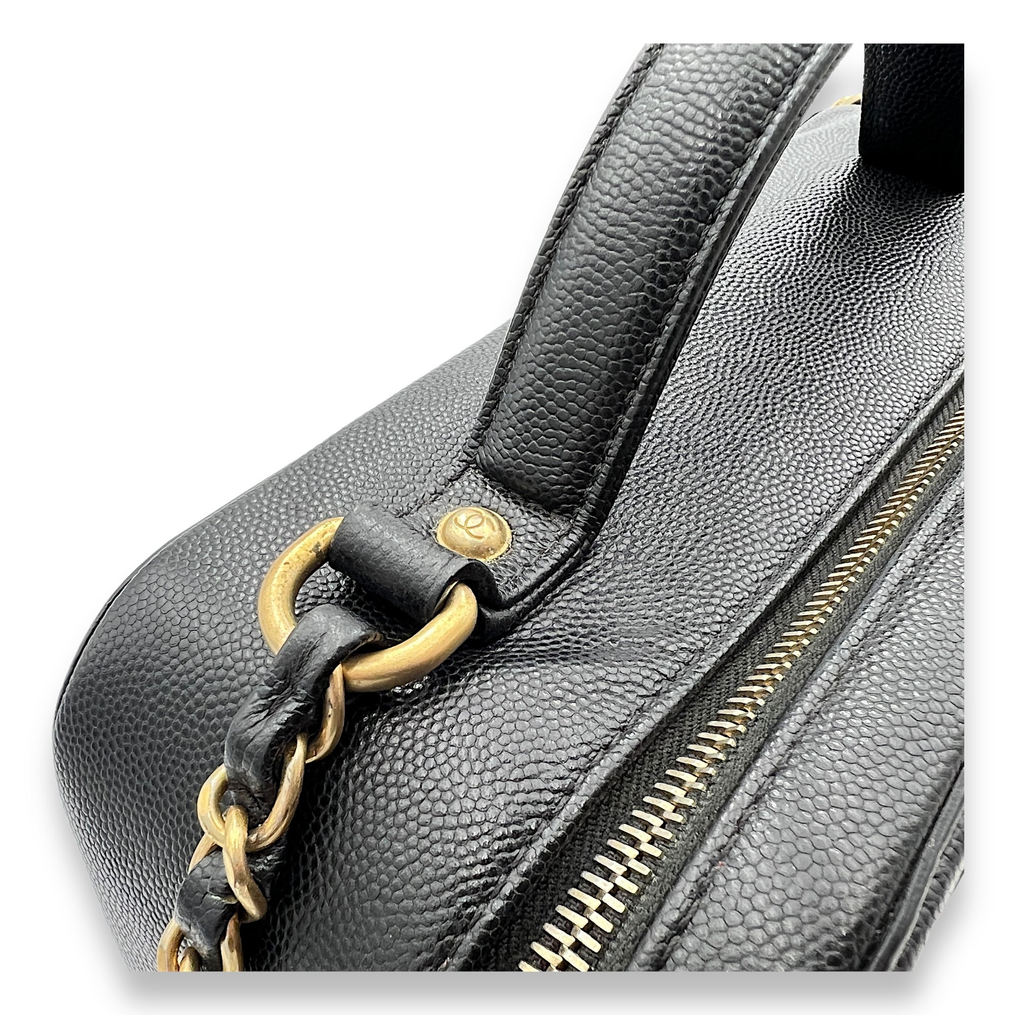 Filigree Large Black Vanity Bag in Caviar Leather, Gold hardware - Image 14