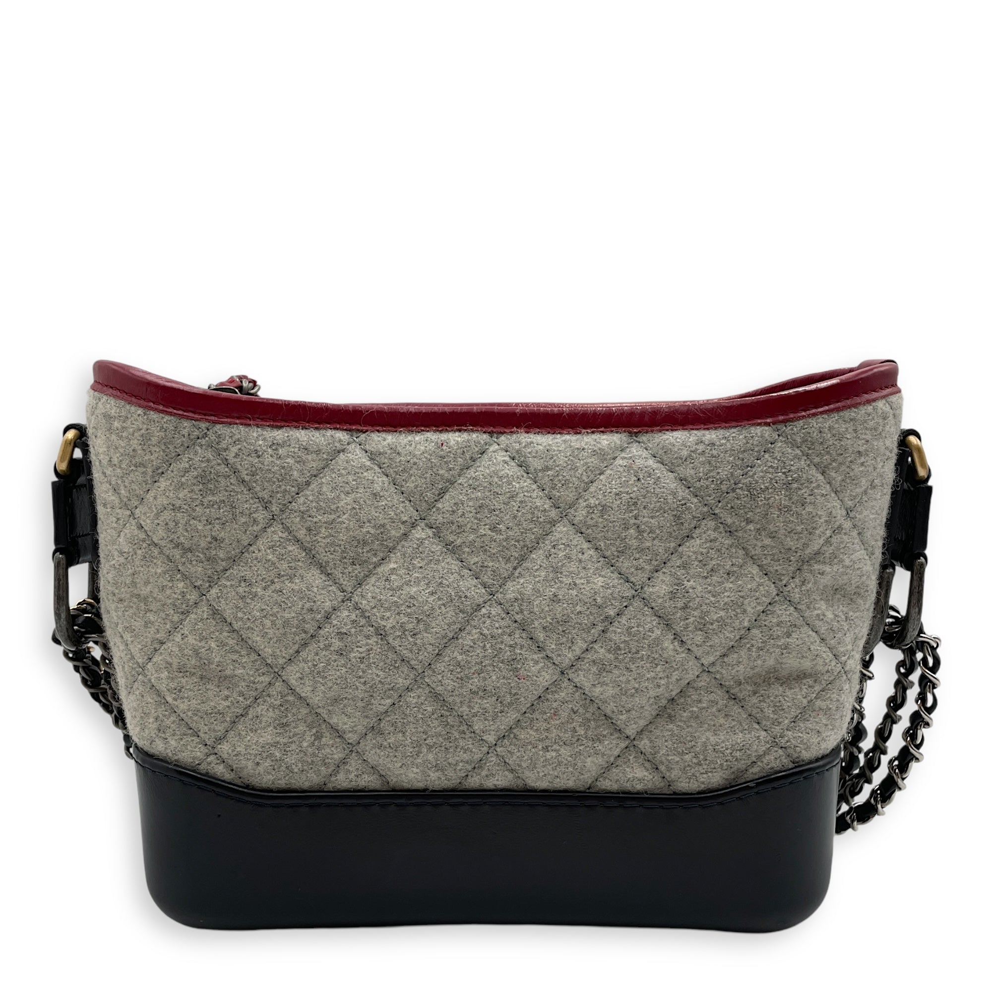 Gabrielle Hobo Small Grey,red, pink, black Shoulder Bag in Calfskin, 3-Tone hardware - Image 3
