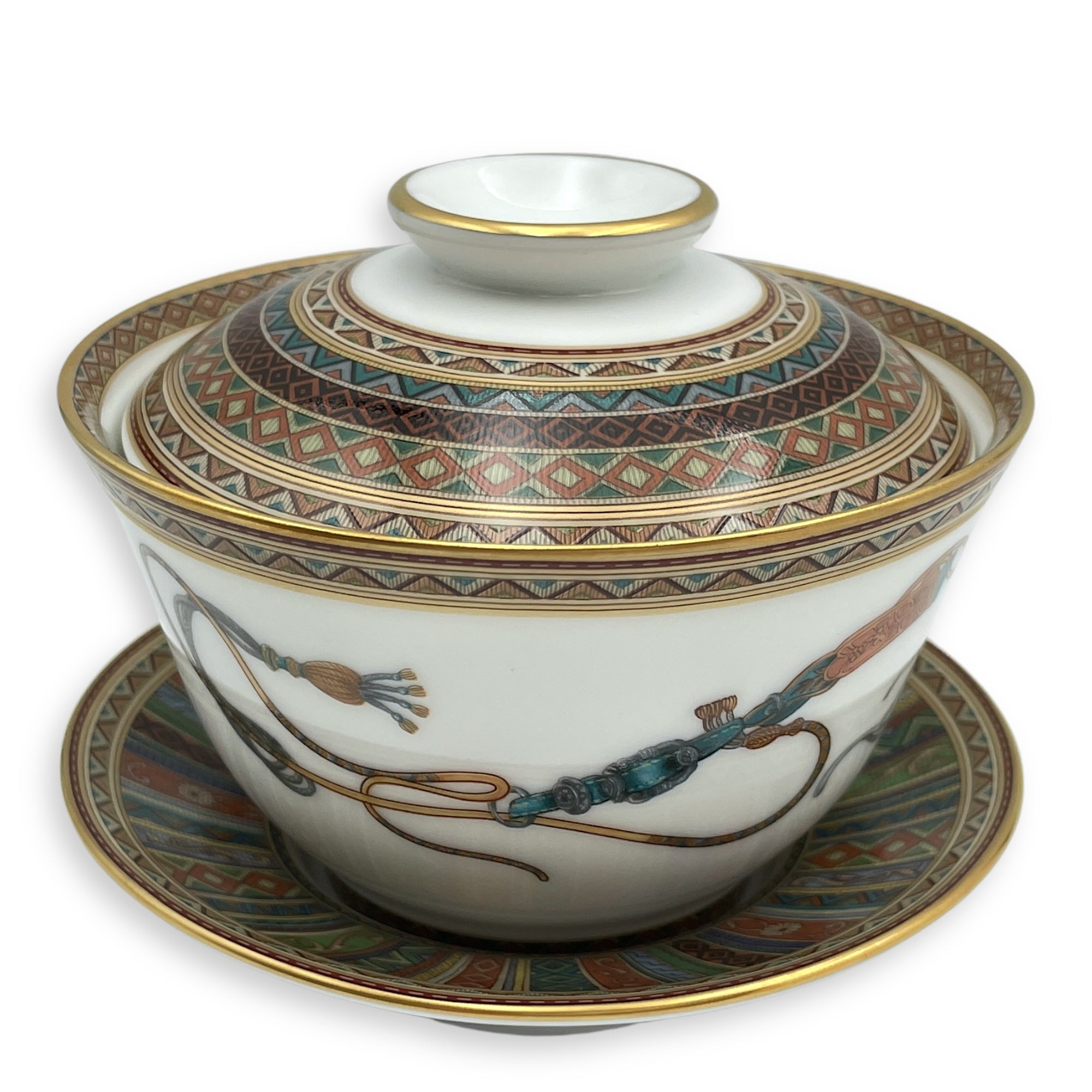 Cheval d’Orient tea cup with lid and saucer Large MultiColor Tableware