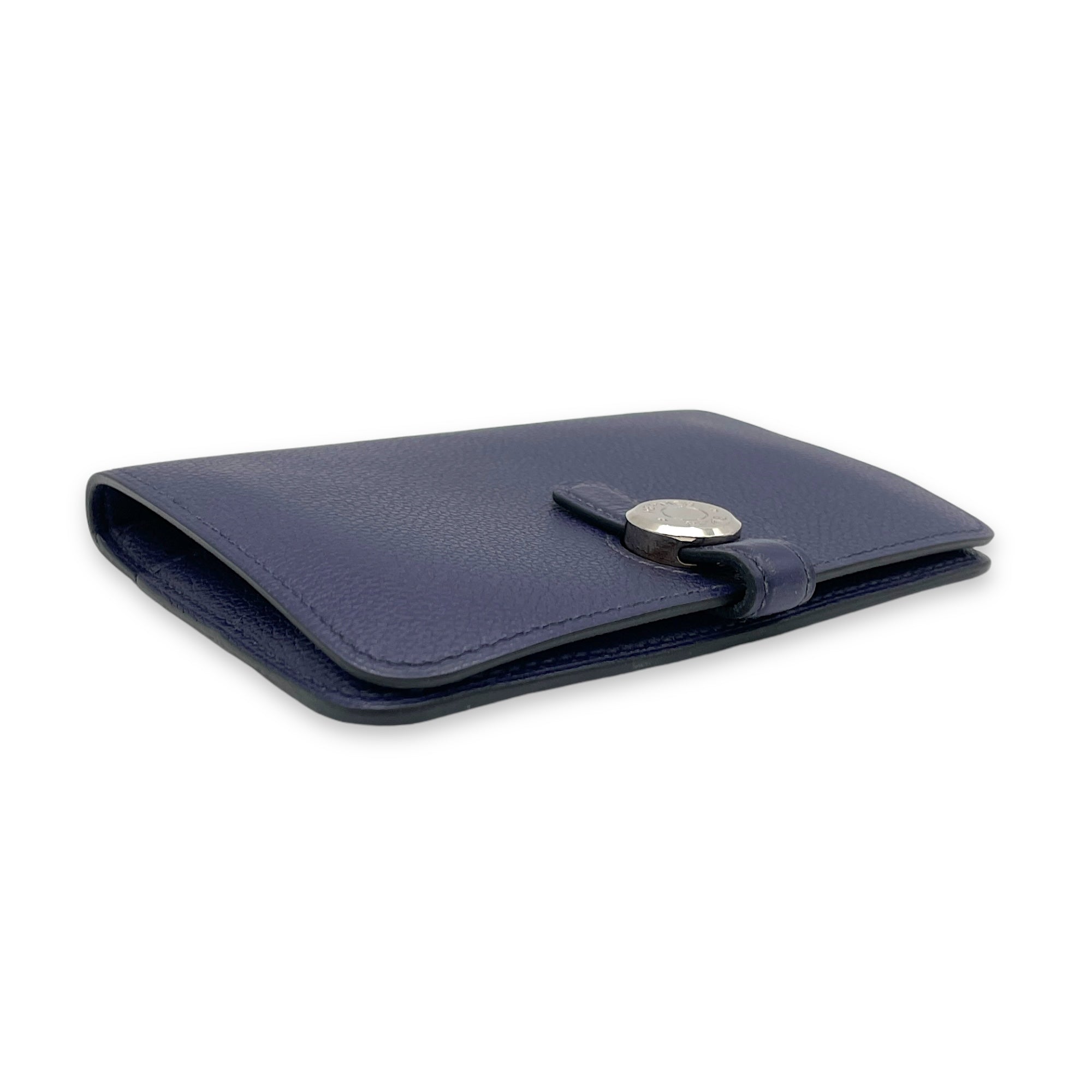 Dogon Compact Bleu Encre in Calfskin, Palladium hardware - Image 6