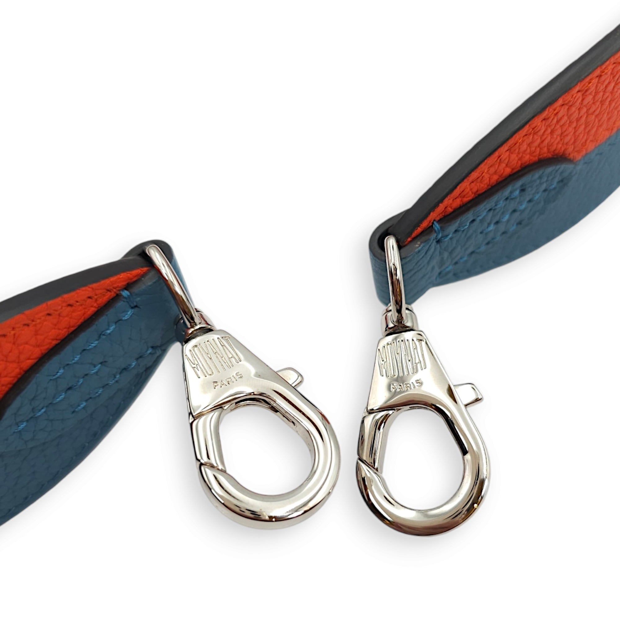 Bi-colour Bag Strap Orange/Blue Bag Accessory in Calfskin, Palladium hardware - Image 4