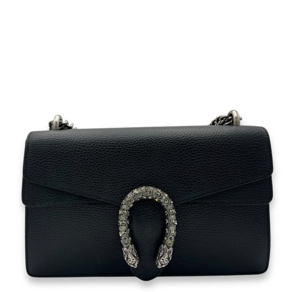 Dionysus Shoulder Bag Black in Calfskin, Silver hardware