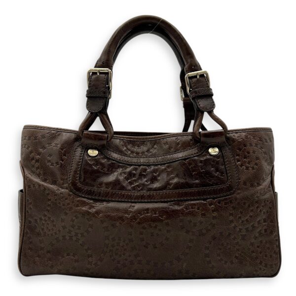 Boogie Top Handle Bag Brown in Calfskin, Gold hardware
