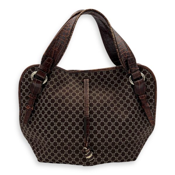 Bittersweet Brown Tote Bag in Canvas, Gold hardware