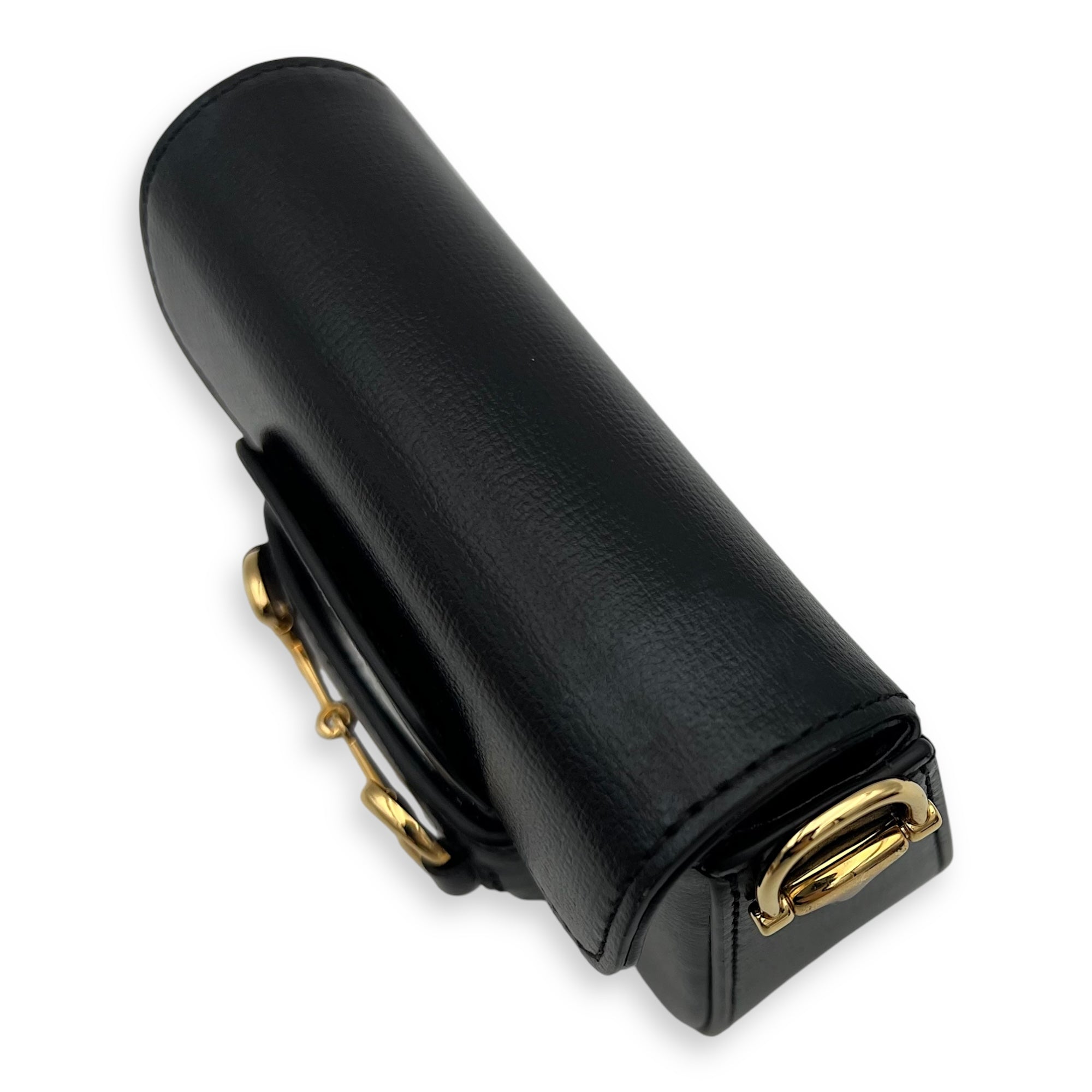 Horsebit 1955 Black Belt Bag in Calfskin, Gold hardware - Image 11