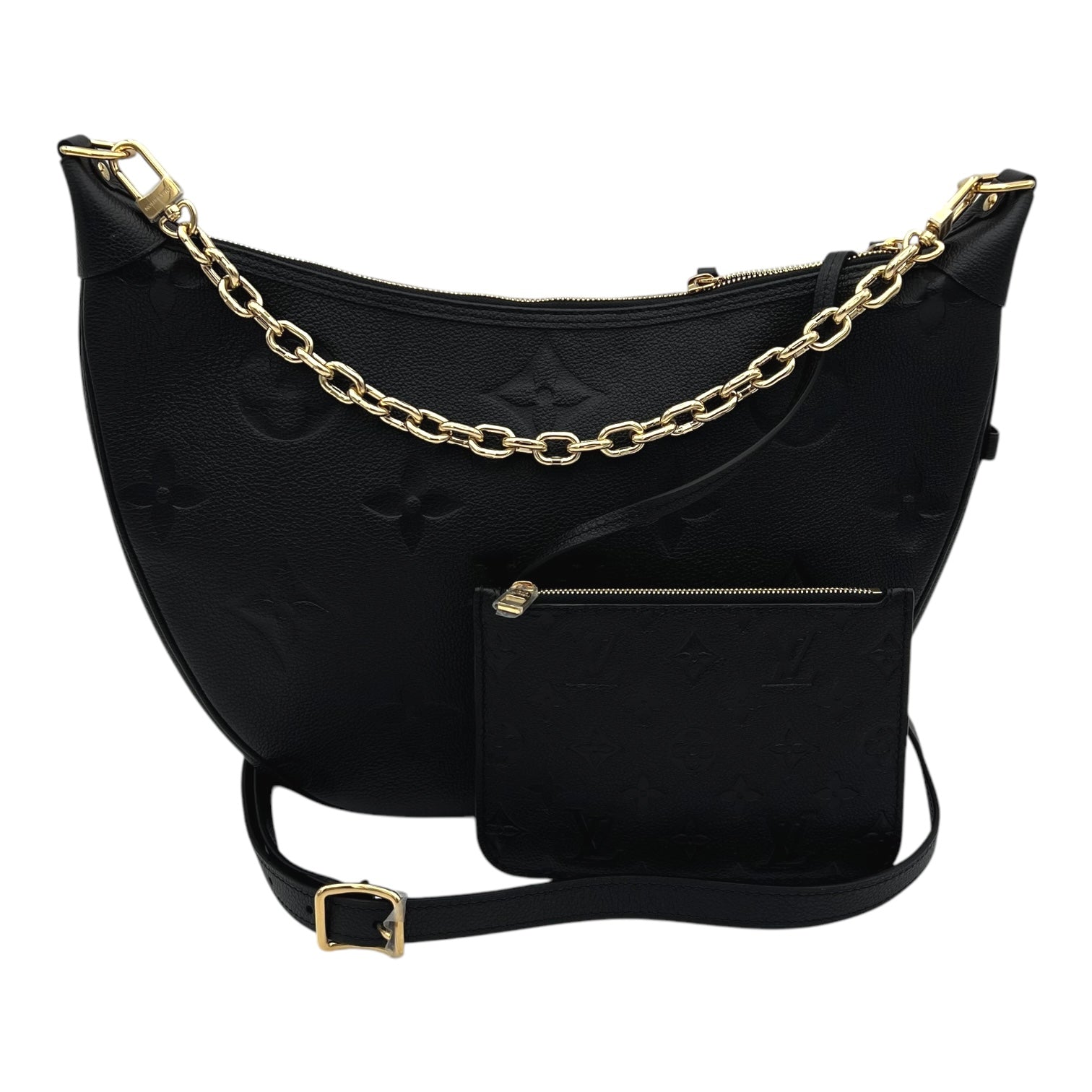 Loop Hobo Black Shoulder Bag in Empreinte Leather, Gold hardware - Image 10
