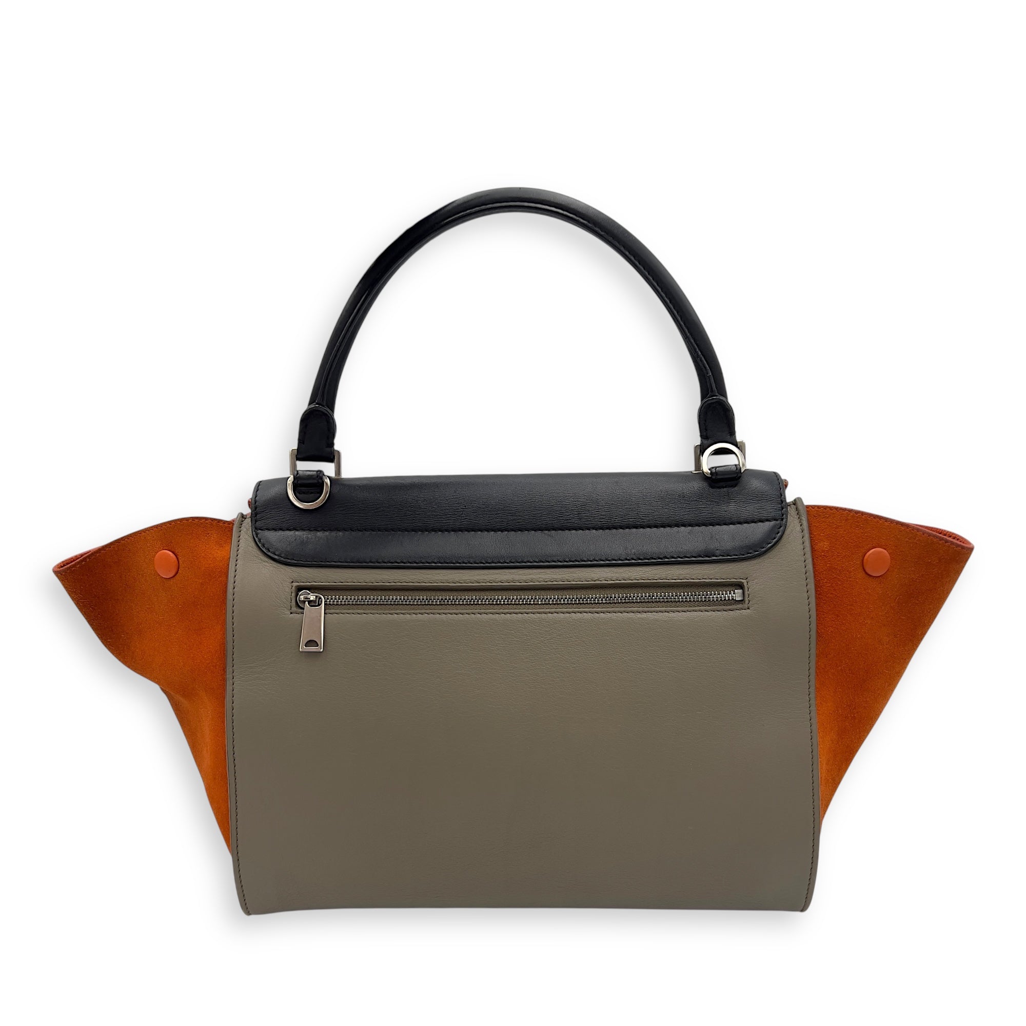 Trapeze Top Handle Bag Medium Black in Calfskin, Silver hardware - Image 3