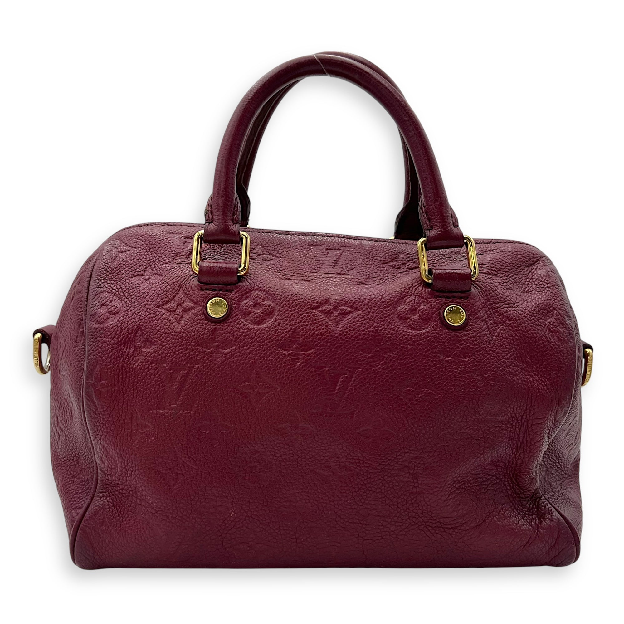 Speedy Bandouliere Top Handle Bag 25 Red in Empreinte Leather, Gold hardware - Image 3