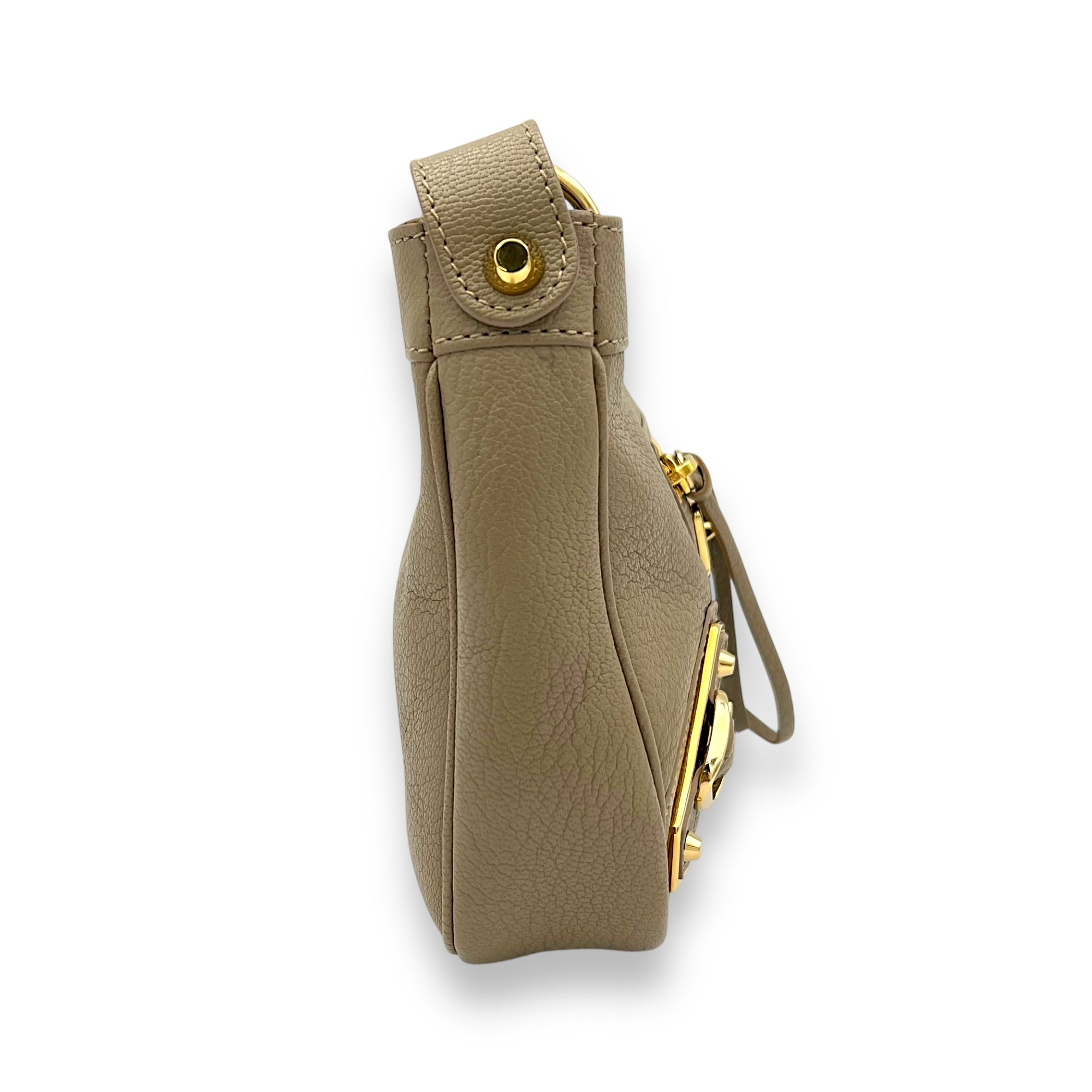 Metallic Edge Classic Crossbody Bag Beige in Calfskin, Gold hardware - Image 4