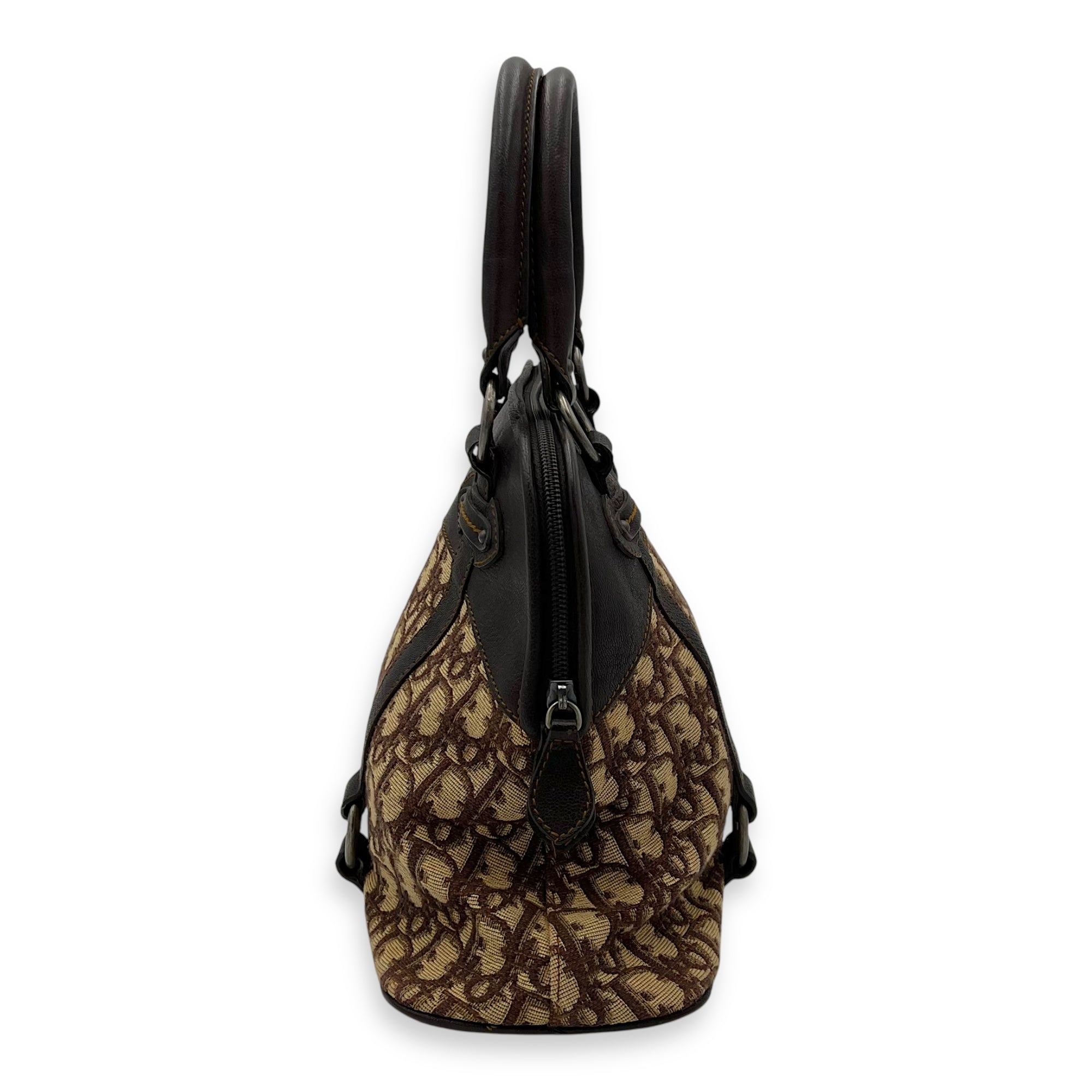 Trotteur Top Handle Bag Brown in Canvas, Ruthenium hardware - Image 4