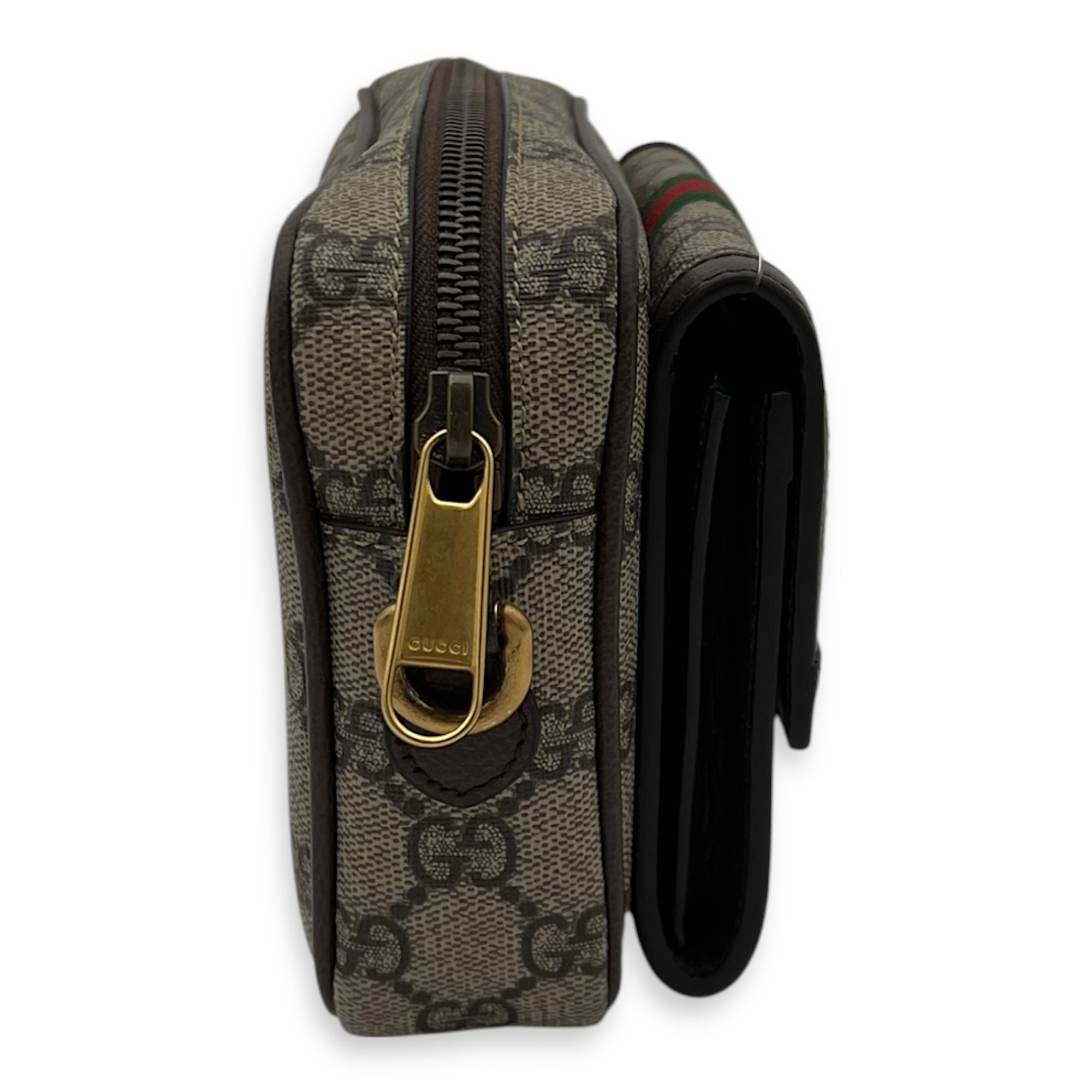 Ophidia Crossbody Bag Mini Brown in Coated Canvas, Gold hardware - Image 4