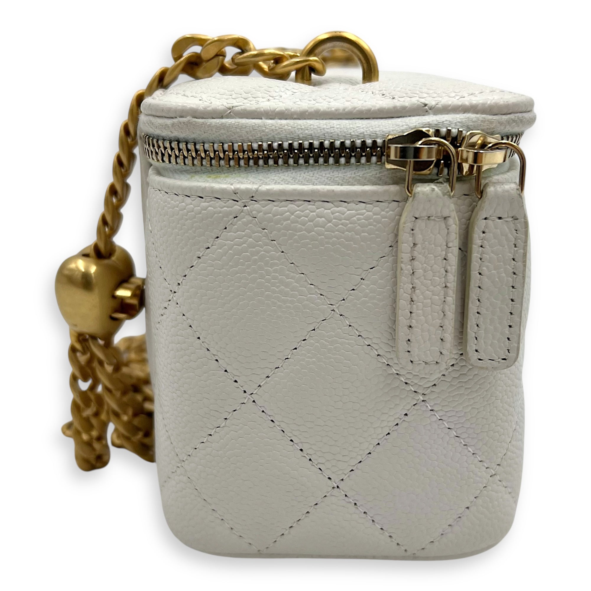 Pearl Crush White Vanity Bag in Caviar Leather, Gold hardware - Image 4