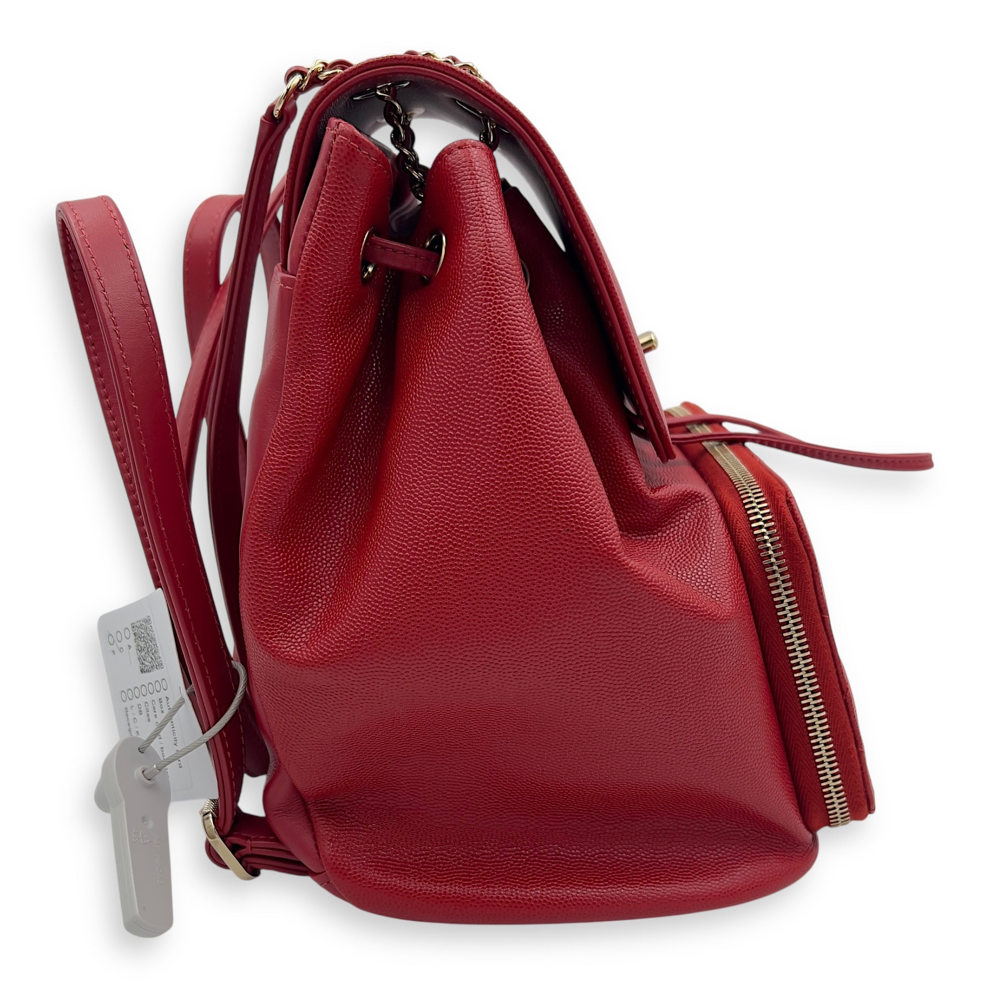 Business Affinity Backpack Red in Caviar Leather, Gold hardware - Image 4