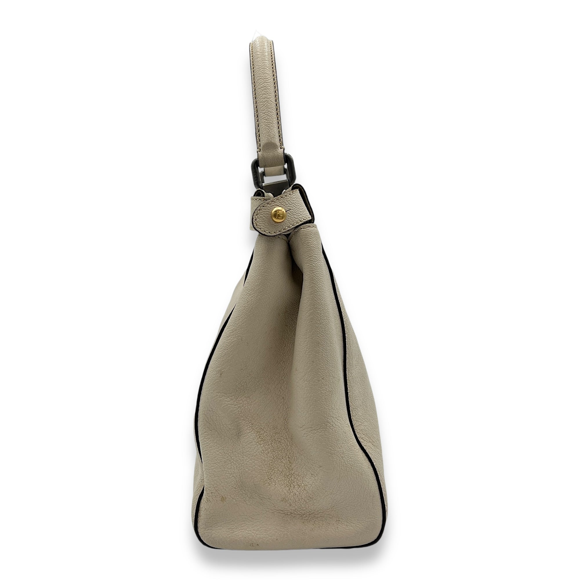 Peekaboo Medium Top handle bag in Calfskin, Silver Hardware - Image 5