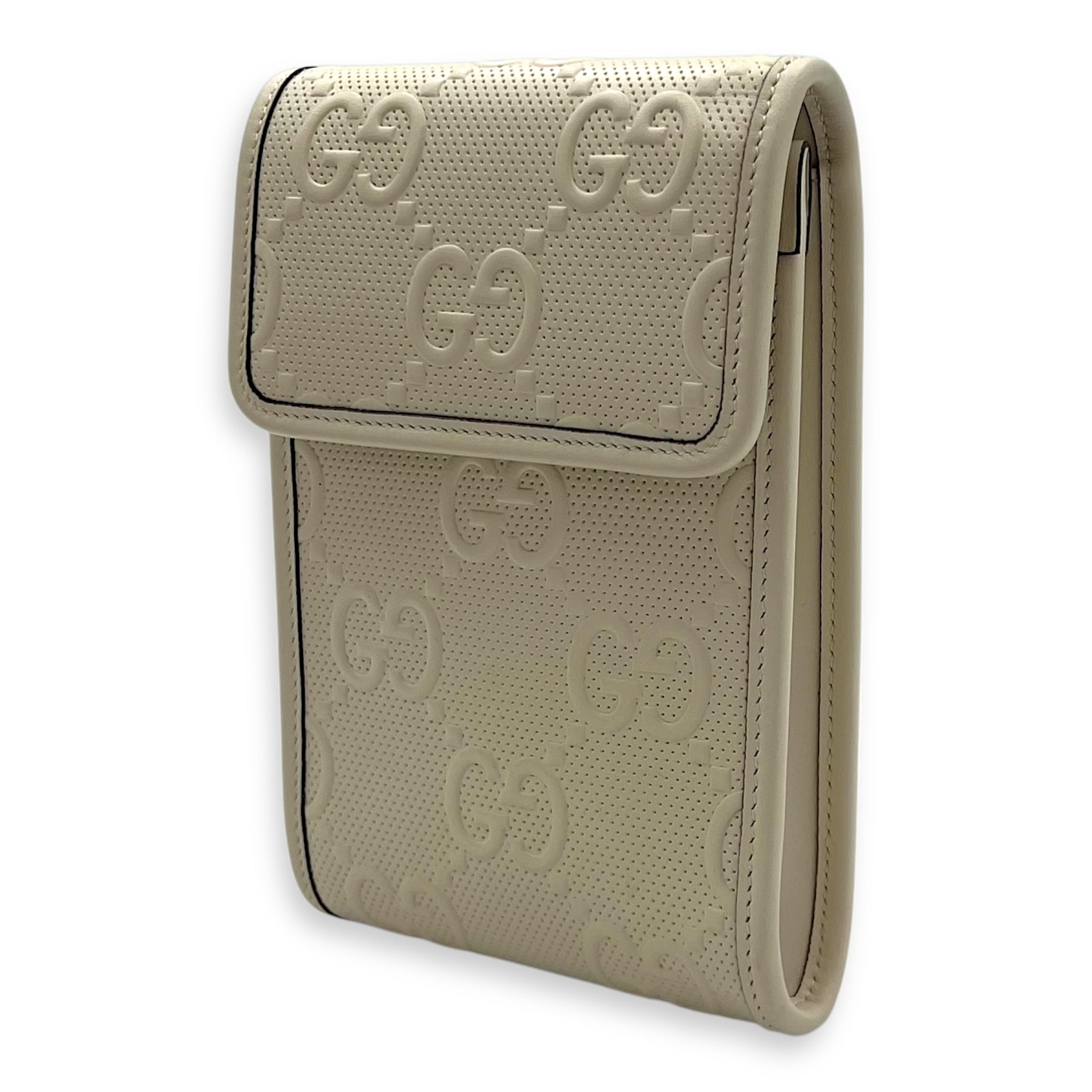 GG Crossbody Bag White in Calfskin, Silver hardware - Image 5