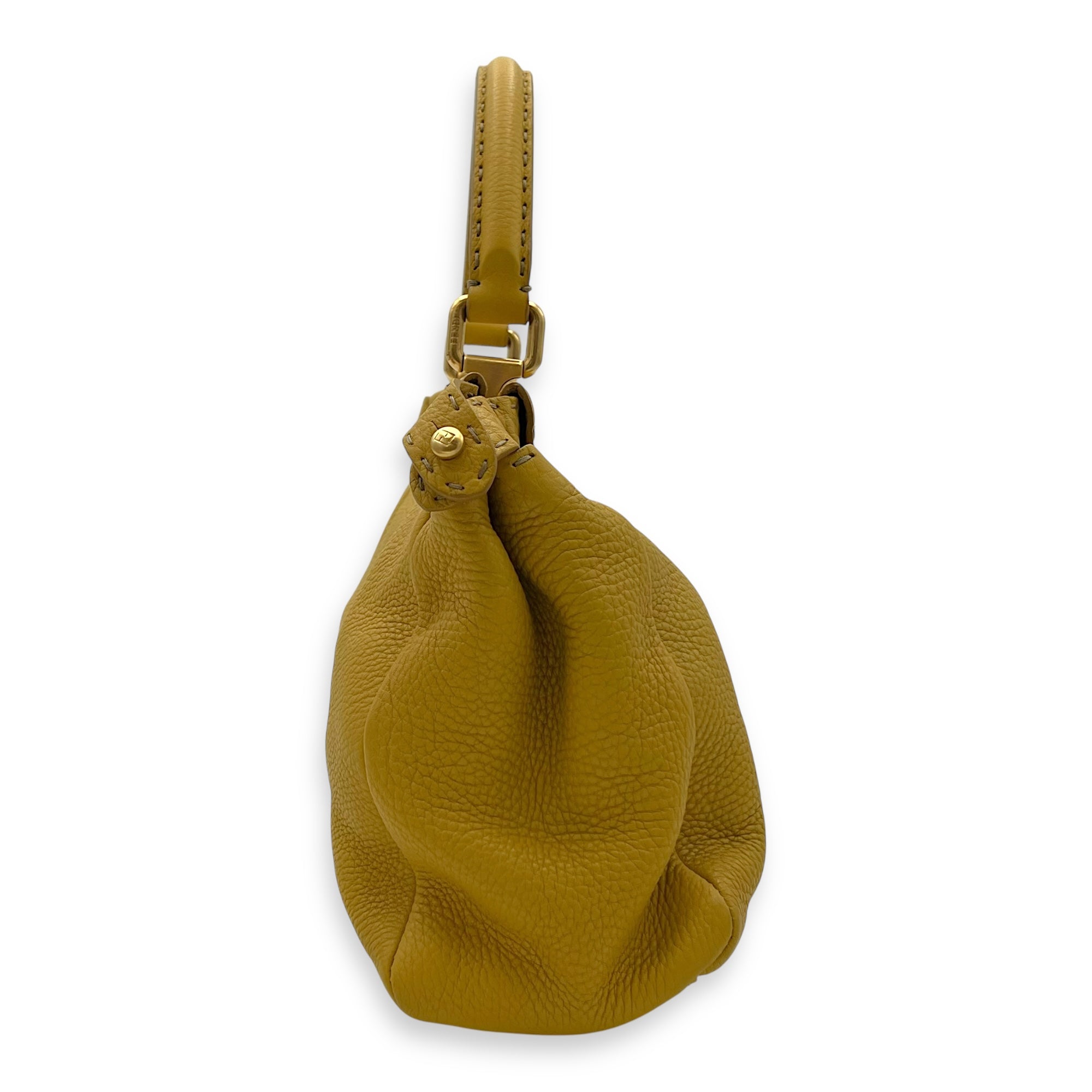 Peekaboo Top Handle Bag Yellow in Calfskin, Gold hardware - Image 5