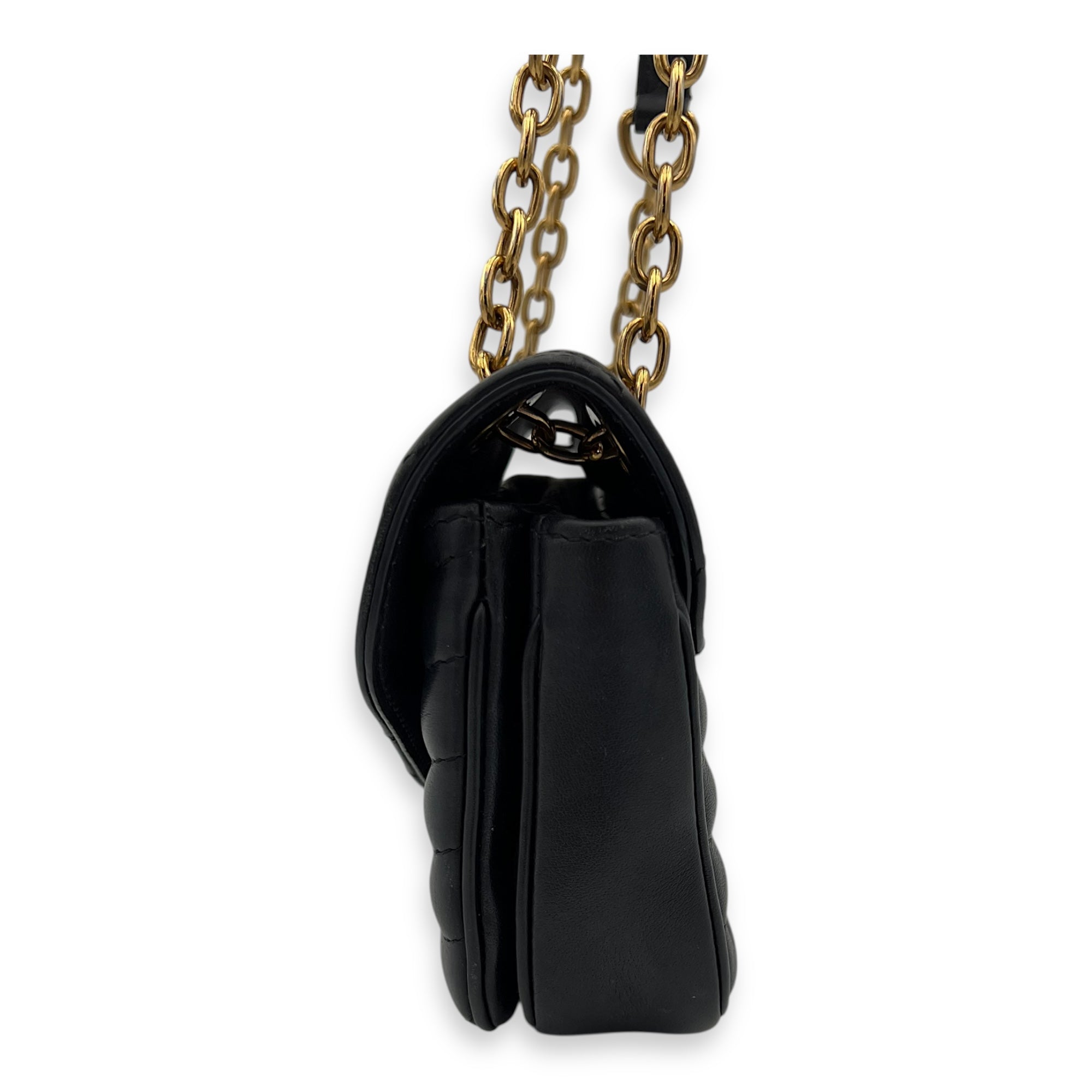 New Wave Crossbody Bag PM Black in Calfskin, Gold hardware - Image 5