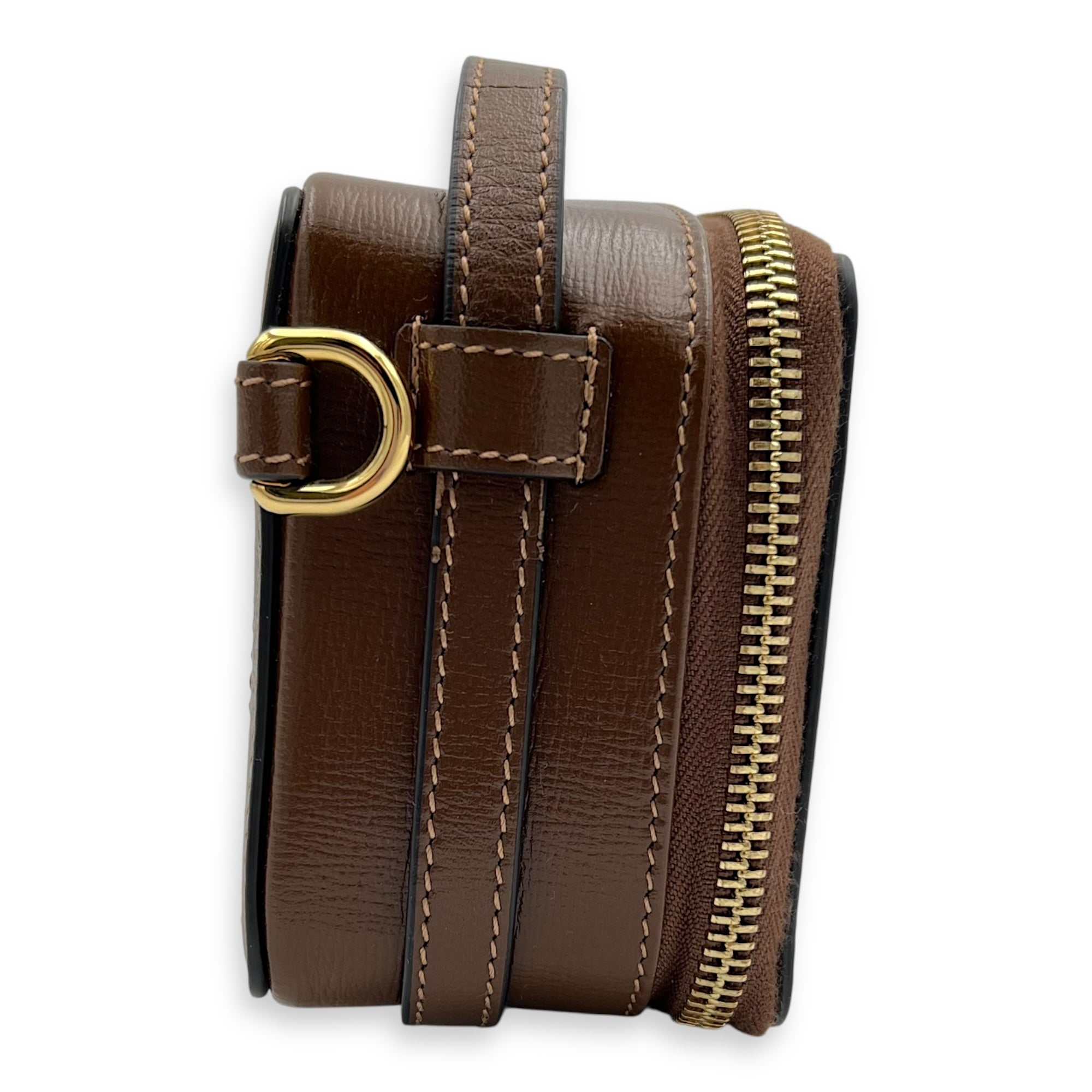 GG Crossbody Bag Brown in Coated Canvas, Gold hardware - Image 4