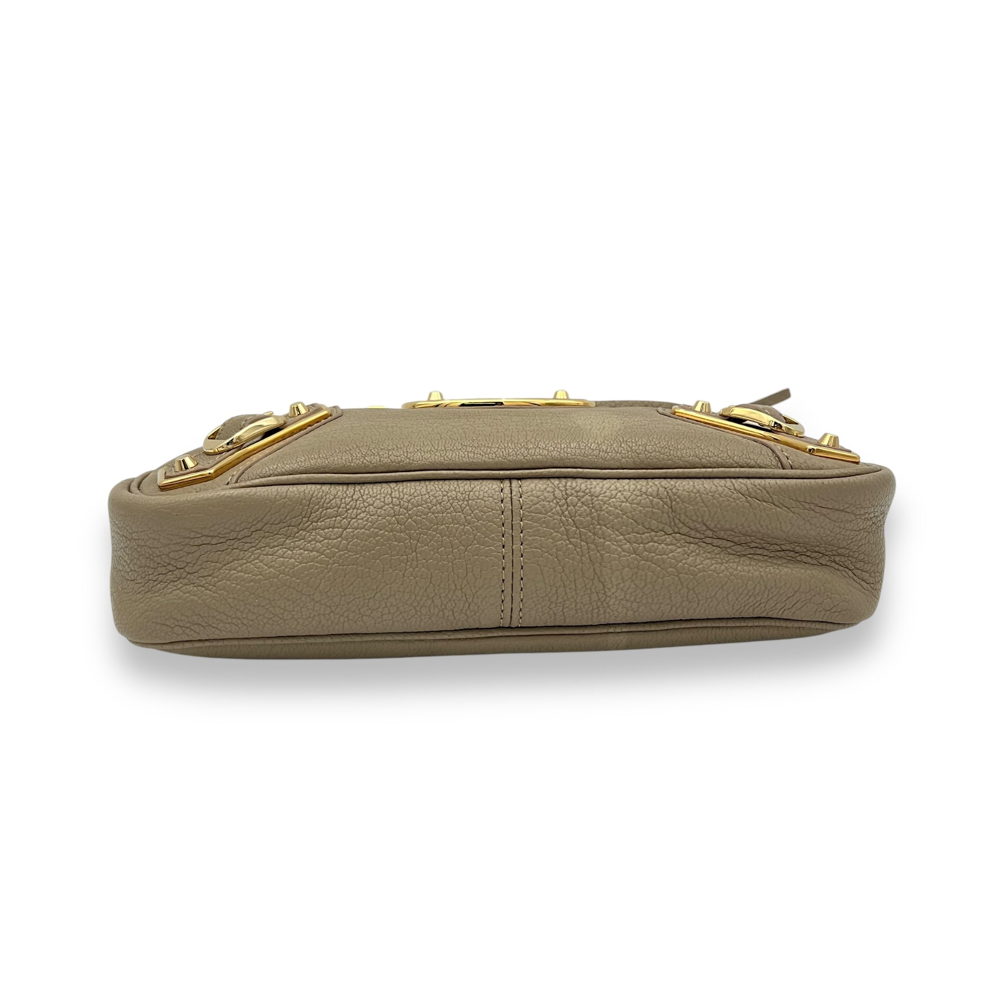 Metallic Edge Classic Crossbody Bag Beige in Calfskin, Gold hardware - Image 6
