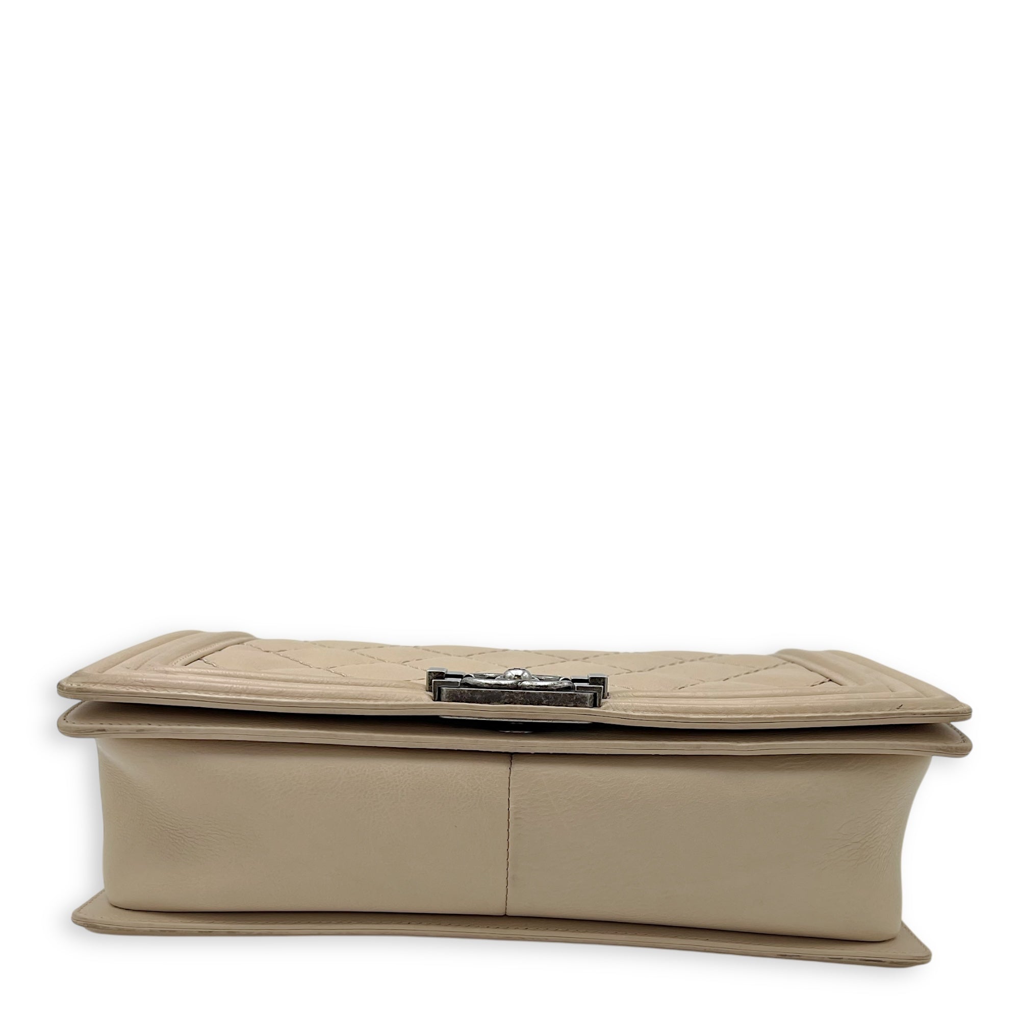 Boy Medium Beige Shoulder Bag in Calfskin, Gunmetal hardware - Image 6