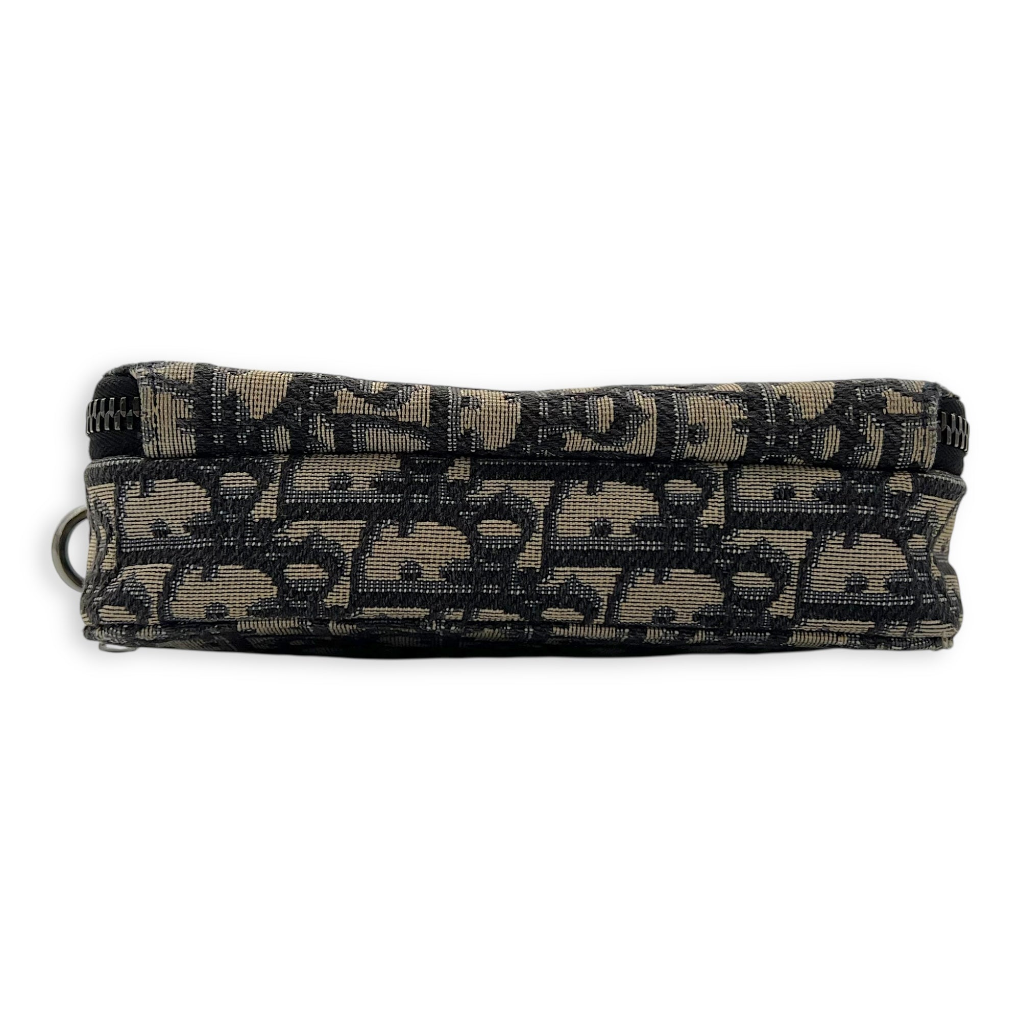 Zipped Pouch Oblique Blue Crossbody Bag in Jacquard, Silver hardware - Image 6