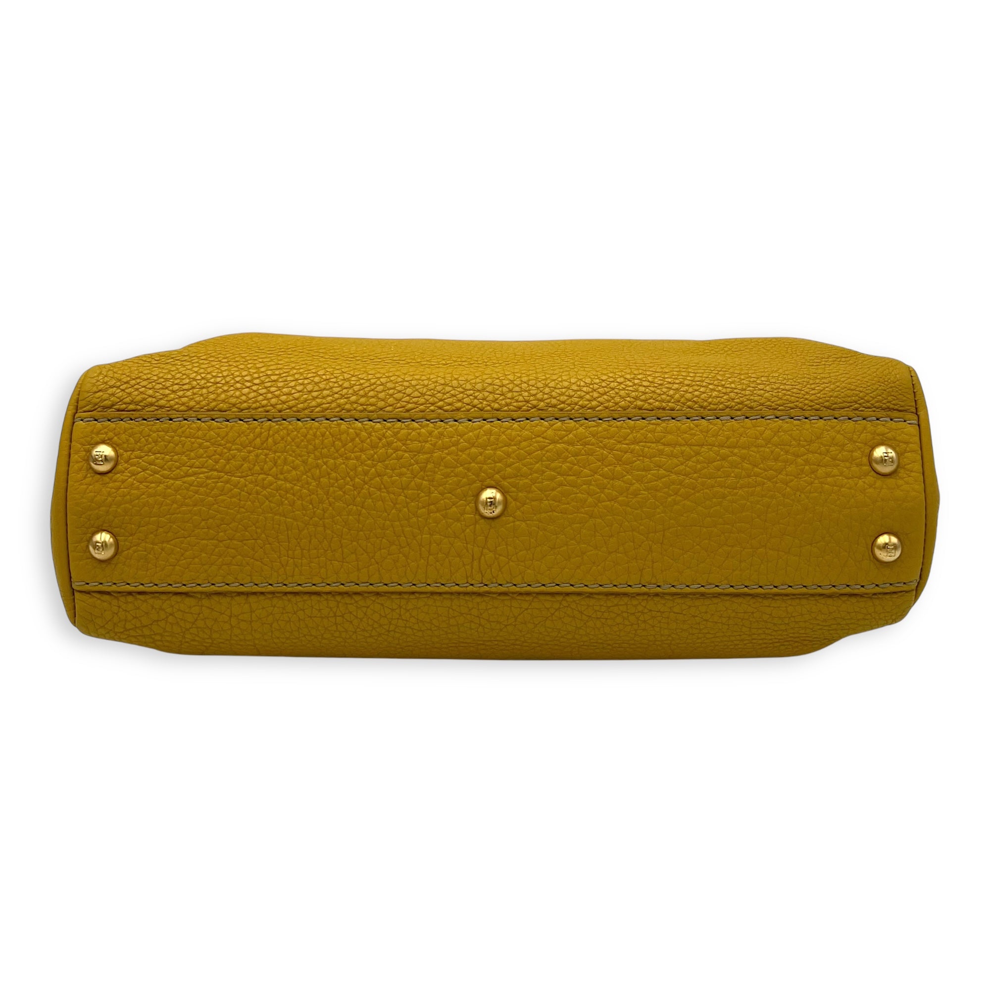 Peekaboo Top Handle Bag Yellow in Calfskin, Gold hardware - Image 6