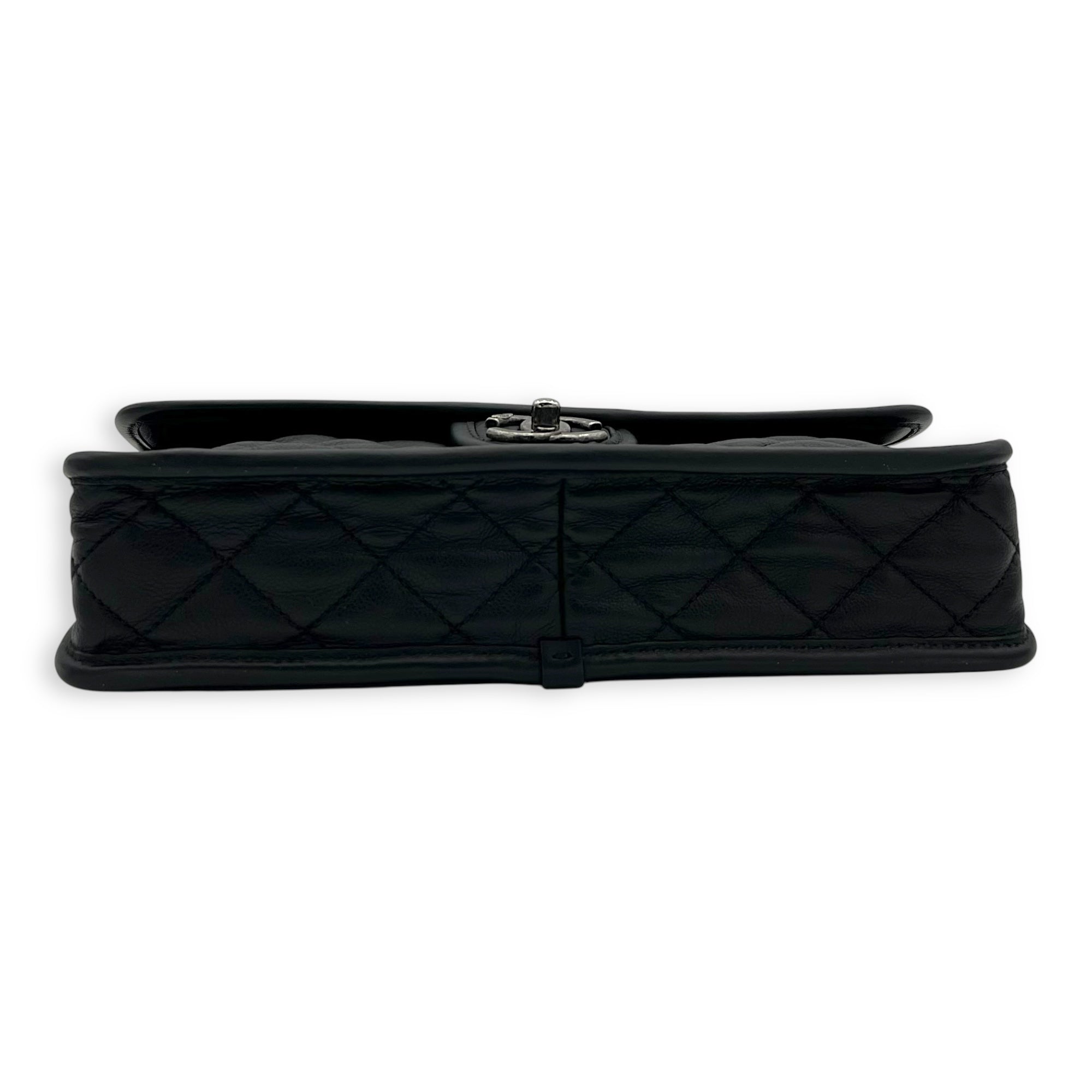 French Riviera Black Shoulder Bag in Calfskin, Gunmetal hardware - Image 6