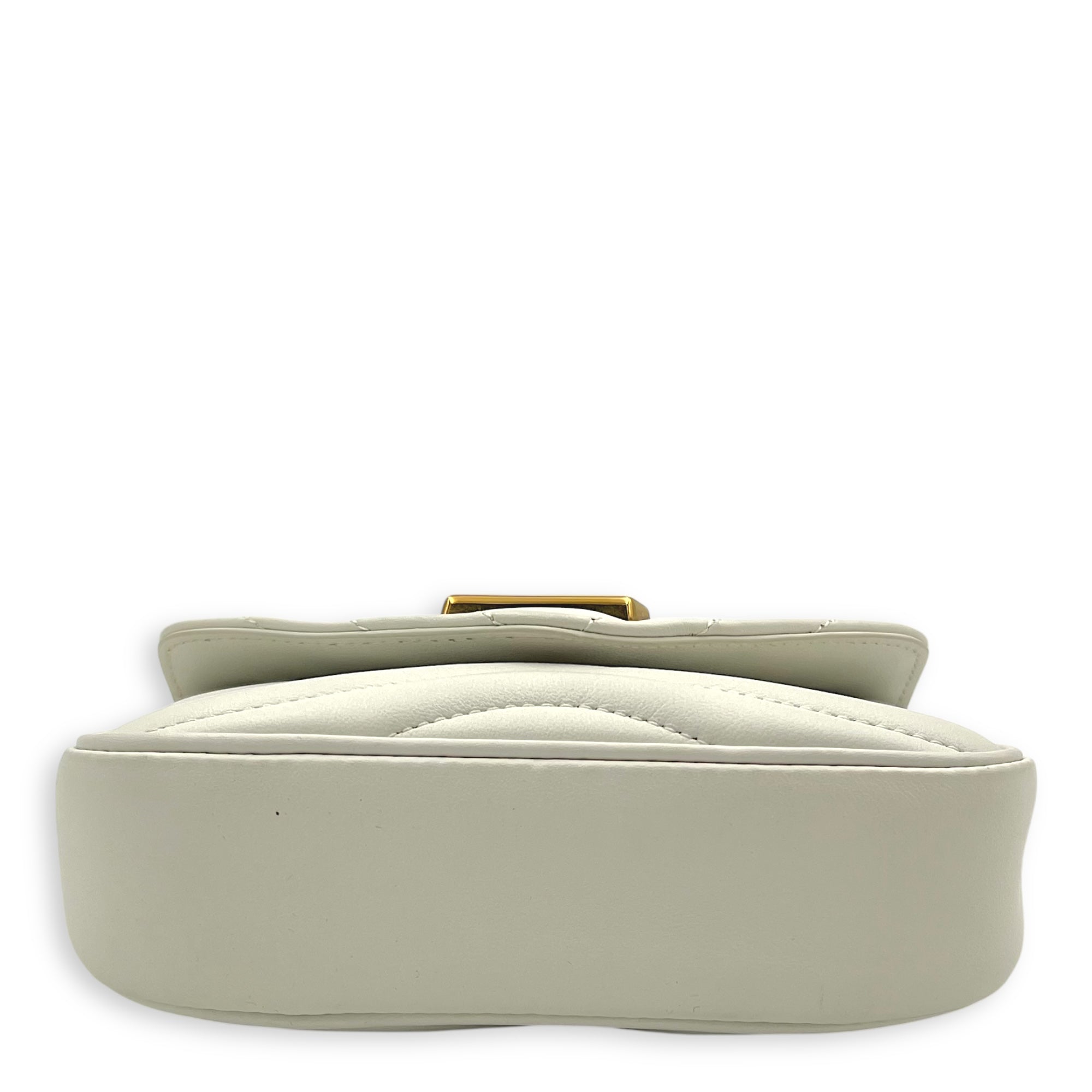 New Wave Crossbody Bag White in Calfskin, Gold hardware - Image 6