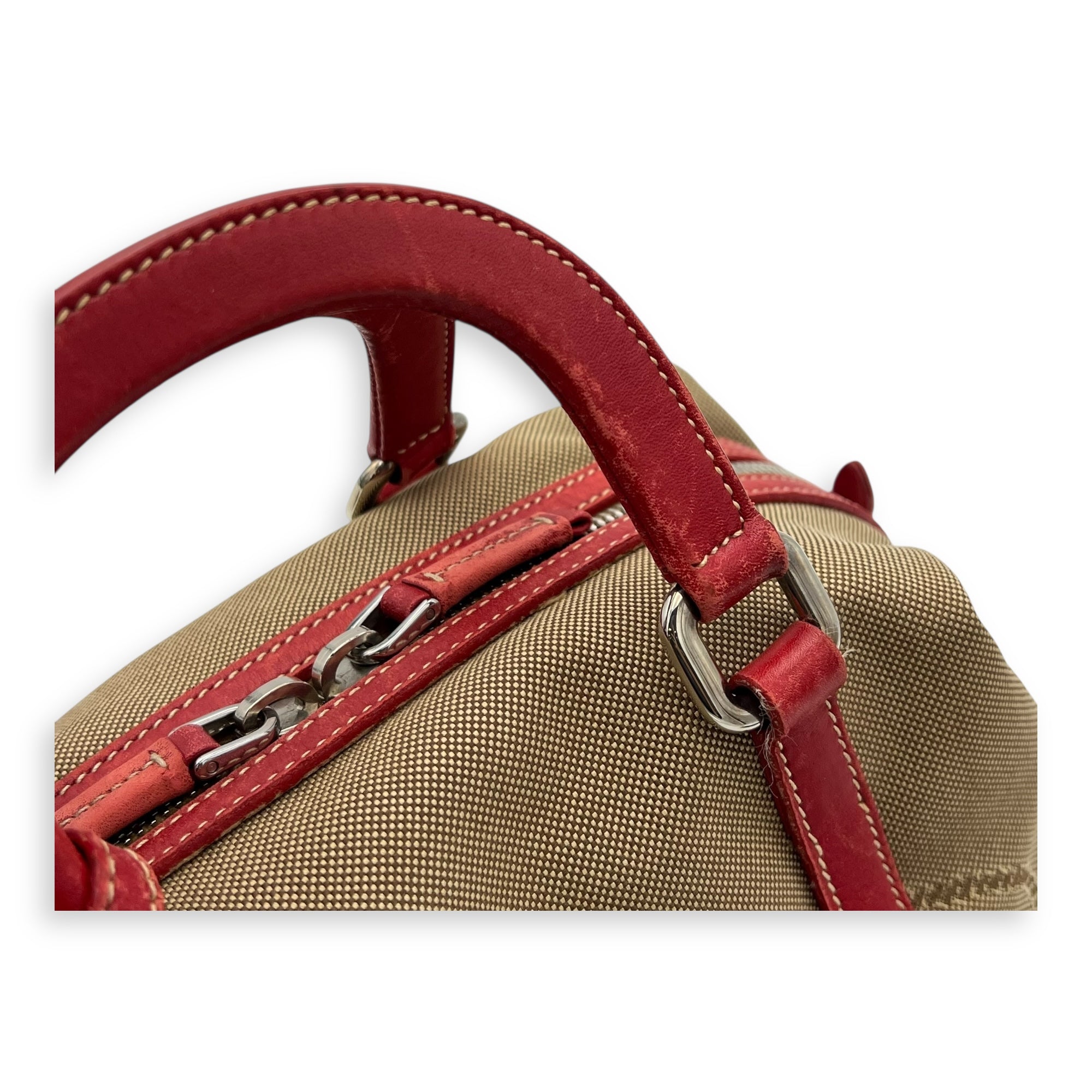 Logo Top Handle Bag Brown in Canvas, Silver hardware - Image 7