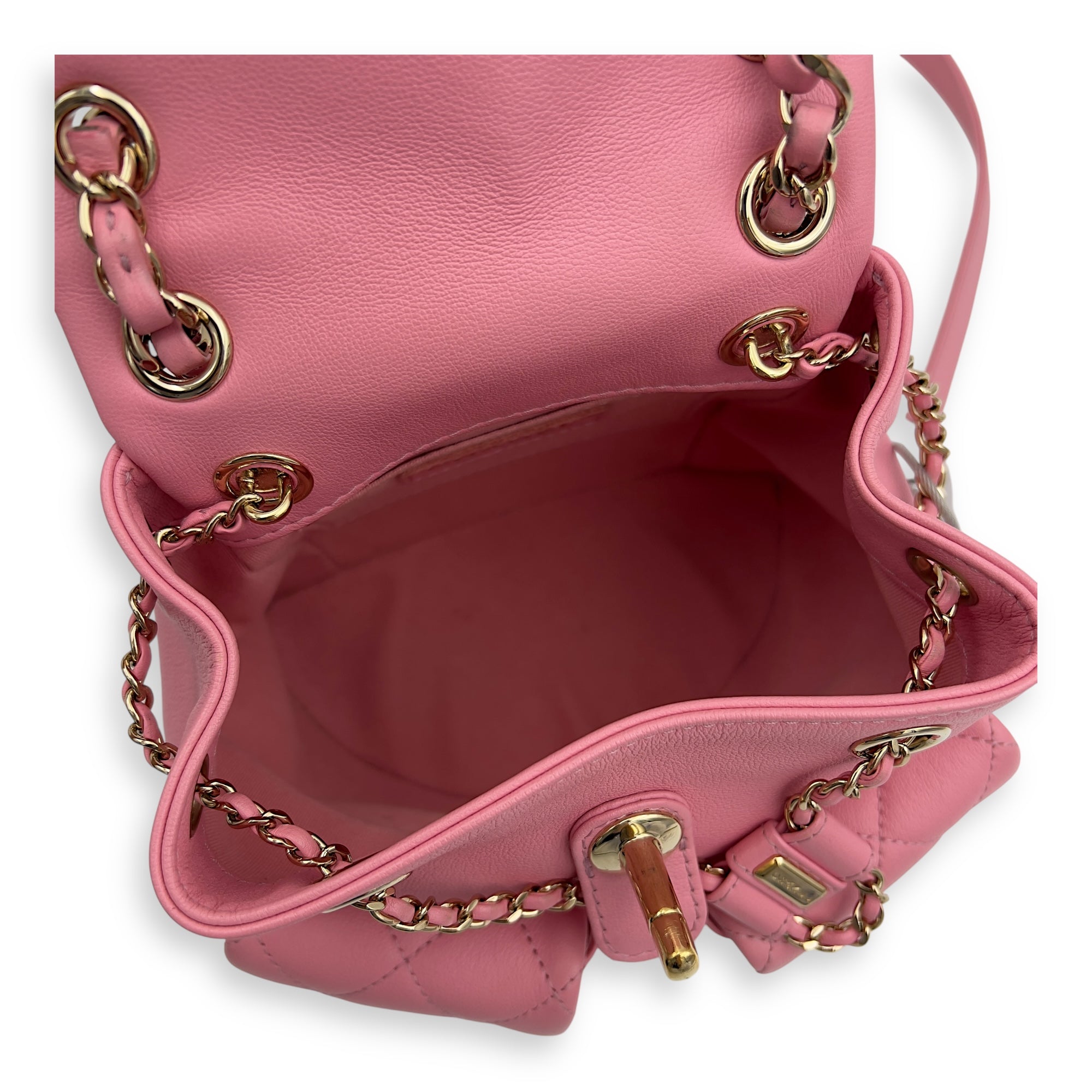 Duma Pink Backpack in Calfskin, Gold hardware - Image 9