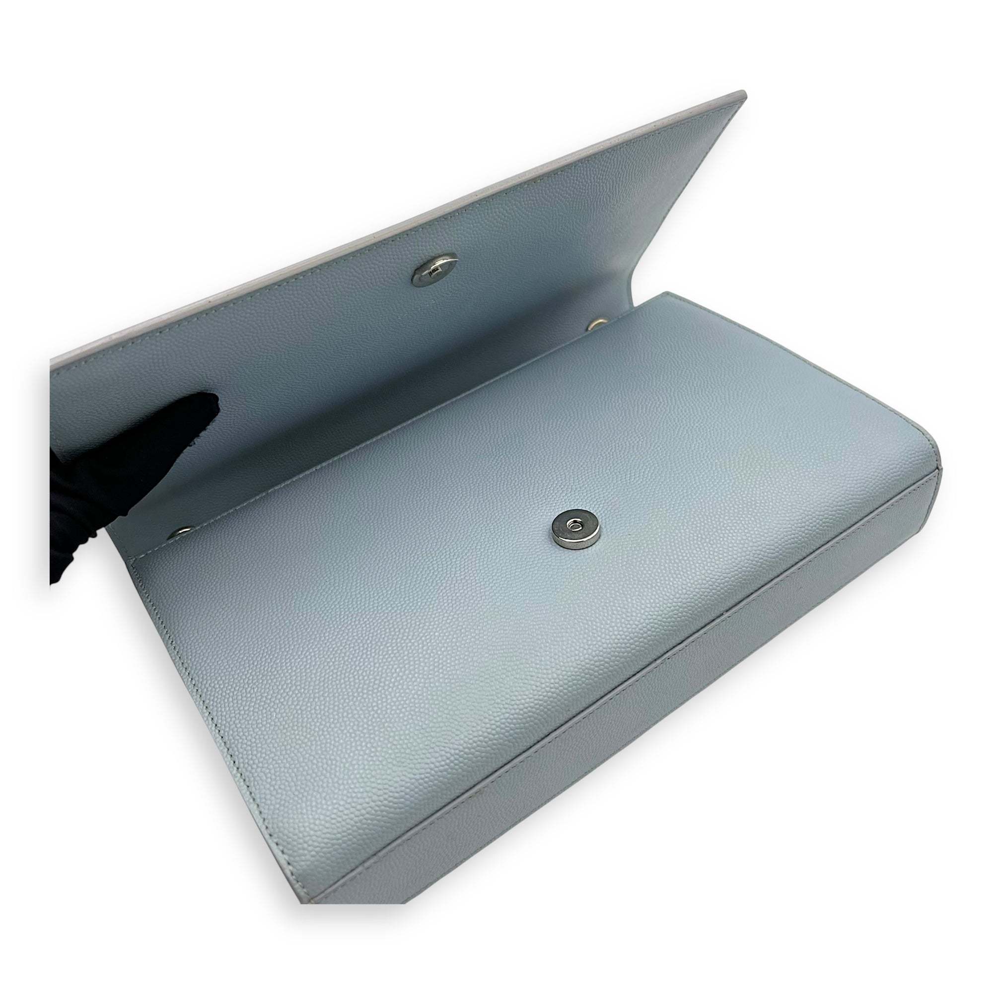 Kate Medium Blue Crossbody Bag in Calfskin, Silver hardware - Image 7