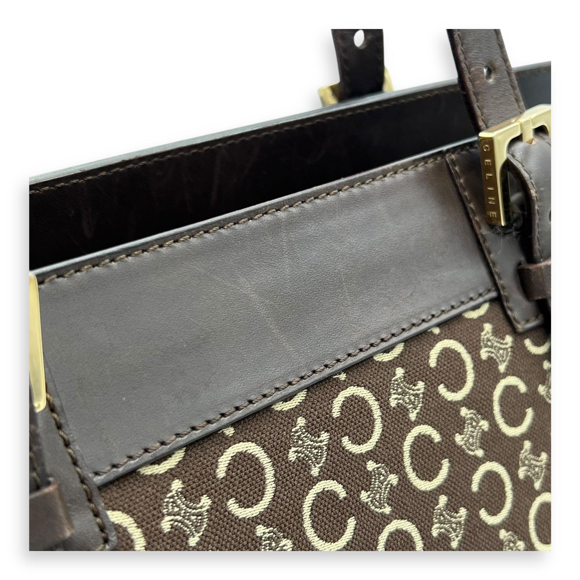 Macadam Brown Tote Bag in Canvas, Gold hardware - Image 8